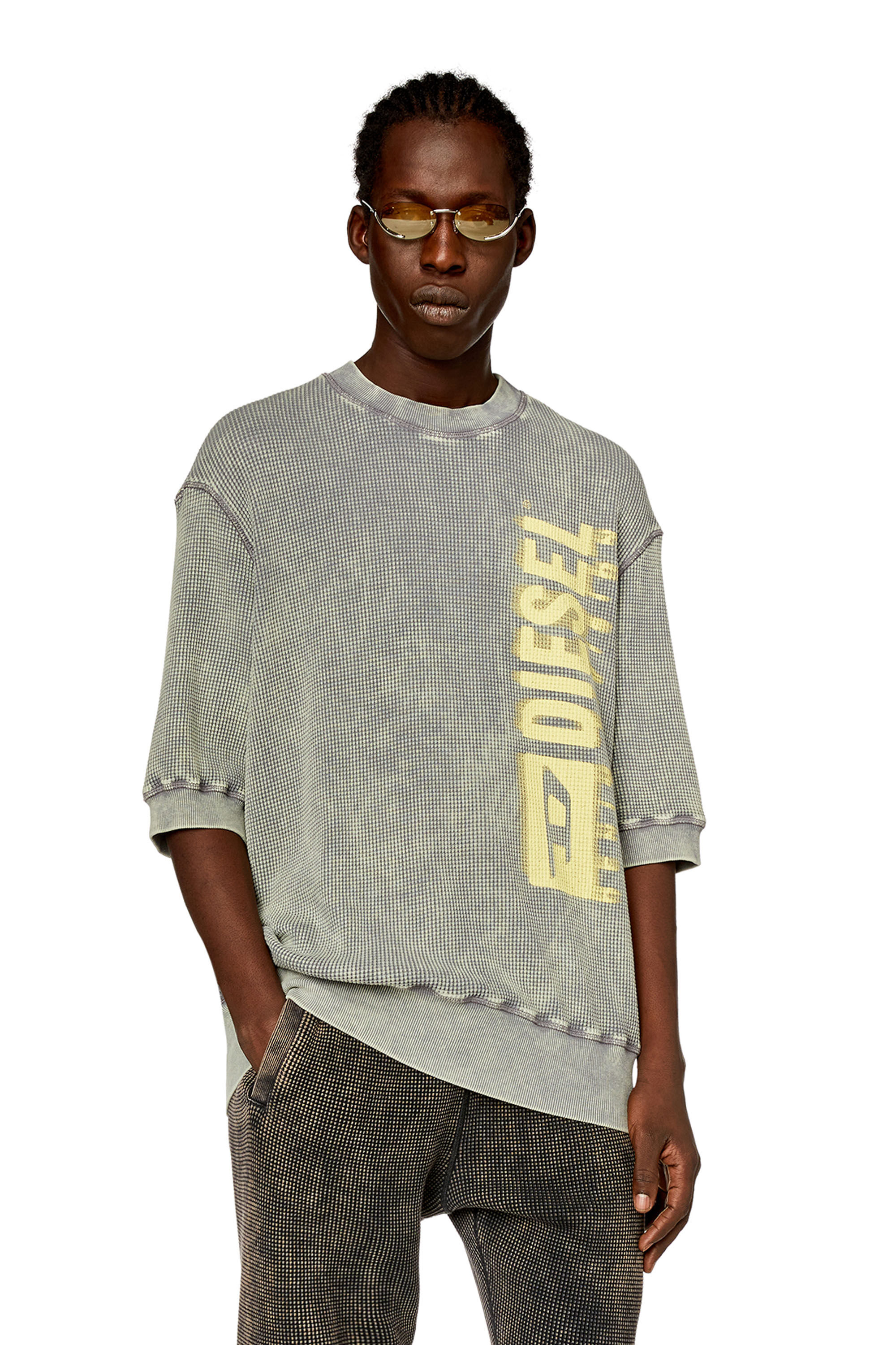 Diesel - S-COOLWAFY-N1, Homme Sweat-shirt à manches mi-longues en jersey macro-gaufré in Gris - Image 3