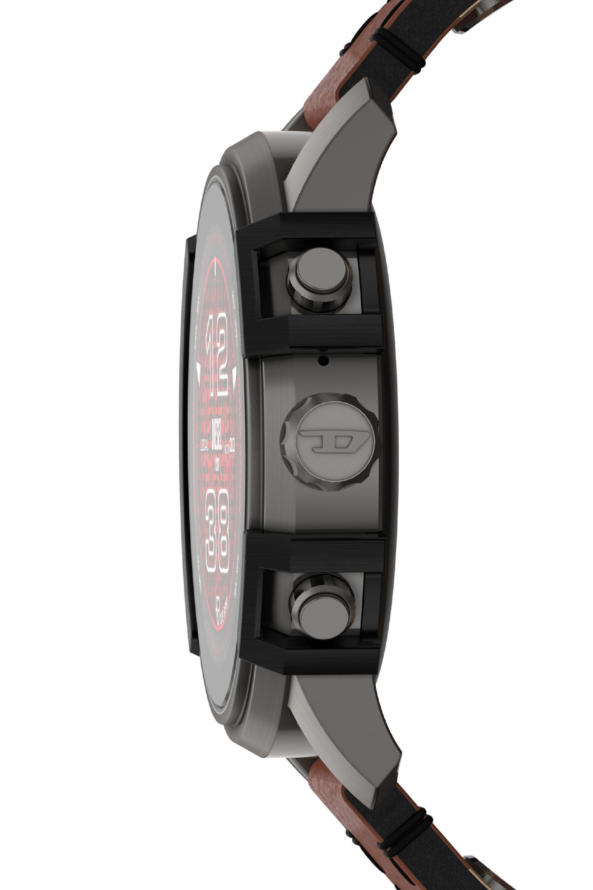 【格安saleスタート】 Men's Griffed leather smartwatch | Brown | Diesel 時計