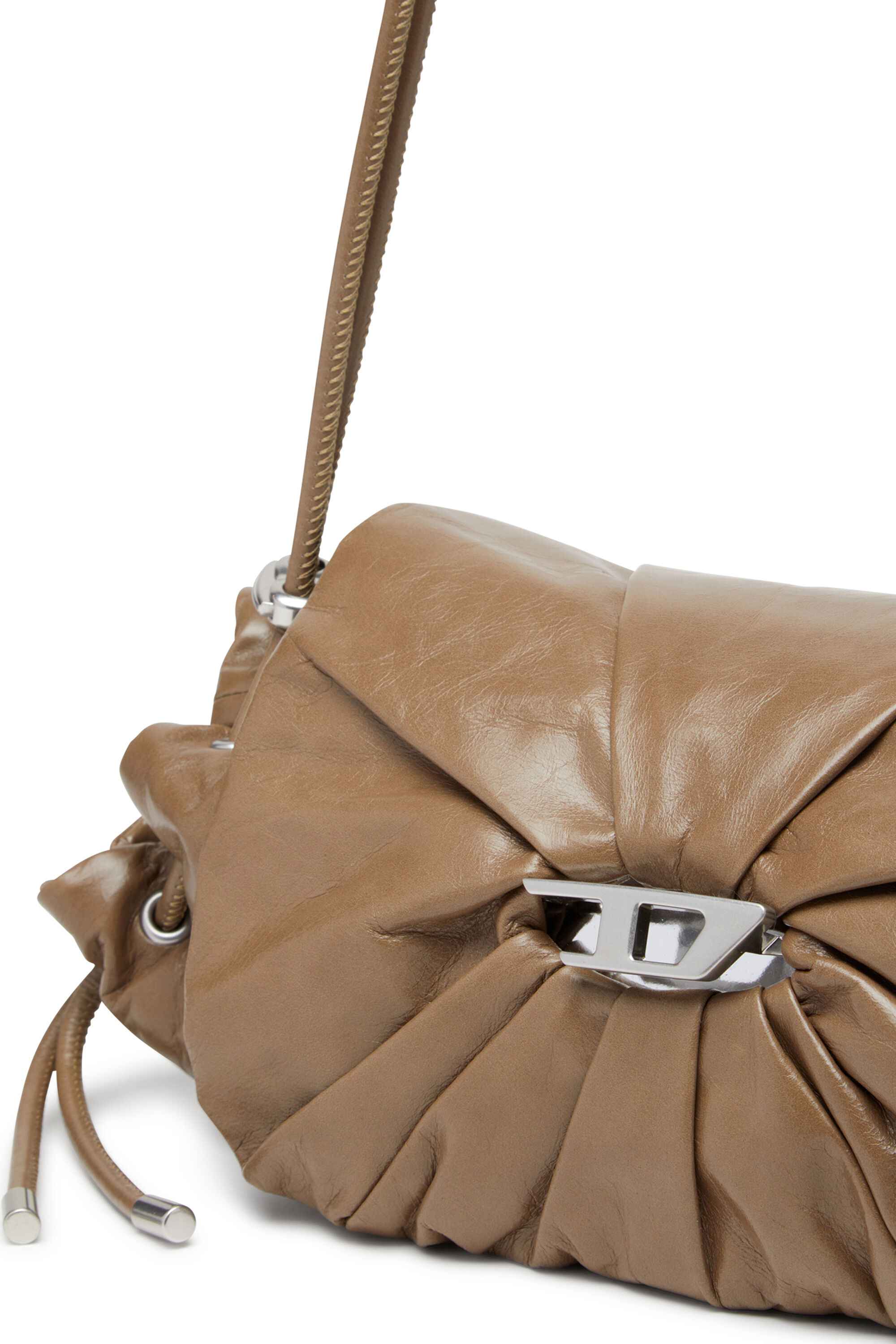 Diesel - SCRUNCH-D SHOULDER S, Woman's Scrunch-D S-Shoulder bag in scrunched leather in Brown - 2