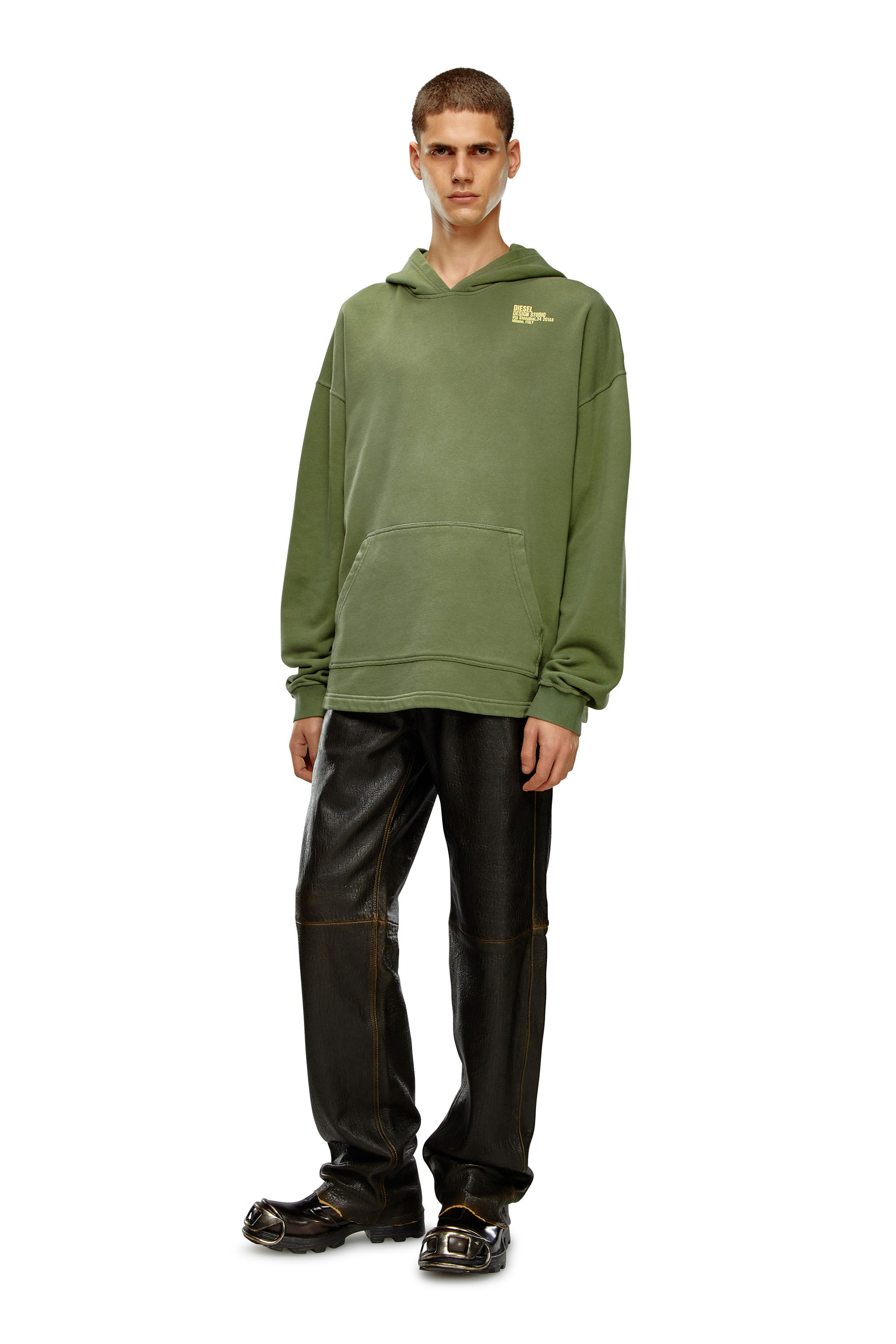 Diesel - S-BUNT-HOOD, Sweat-shirt à capuche avec imprimé Diesel Design Studio Homme in Vert - 1