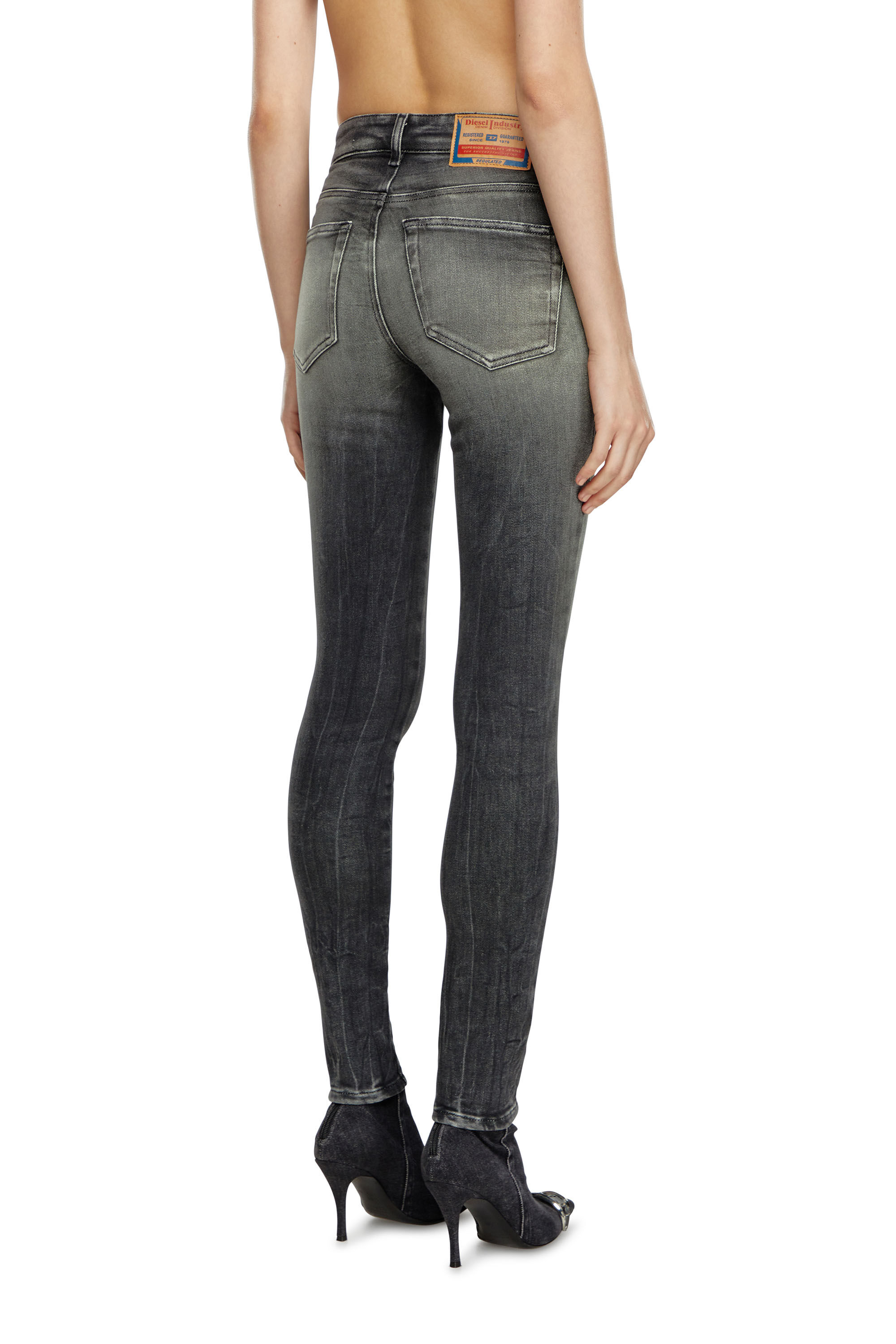 Diesel - Femme Super skinny Jeans 2017 Slandy 09J08, Noir/Gris foncé - Image 4