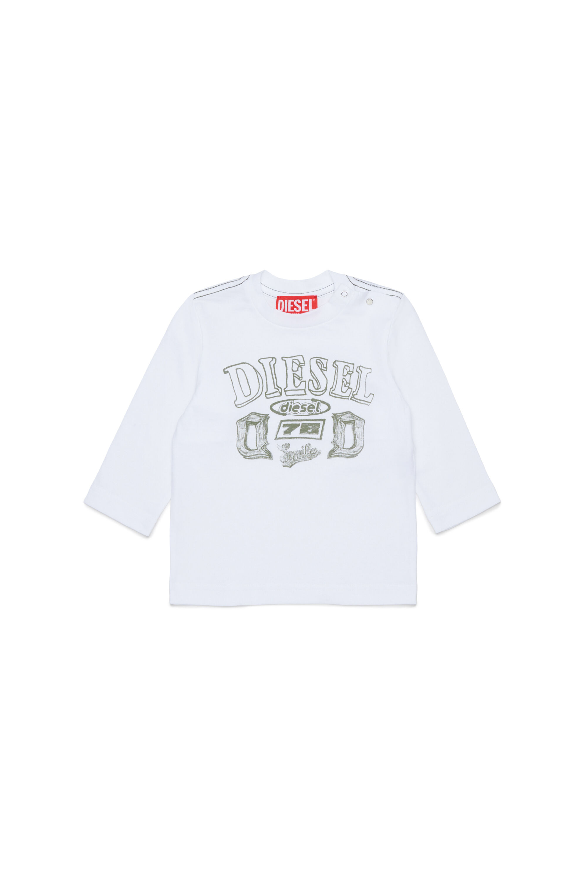Diesel - TBANB, T-shirt &agrave; manches longues avec logo imprim&eacute; Homme in Blanc - 1
