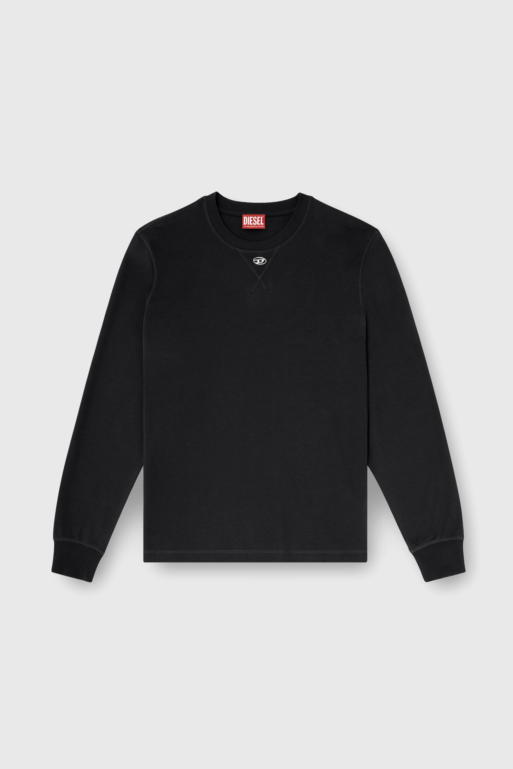 Diesel - T-MADJUST-LS-TR, T-shirt &agrave; manches longues en coton avec Oval D Homme in Gris - 2