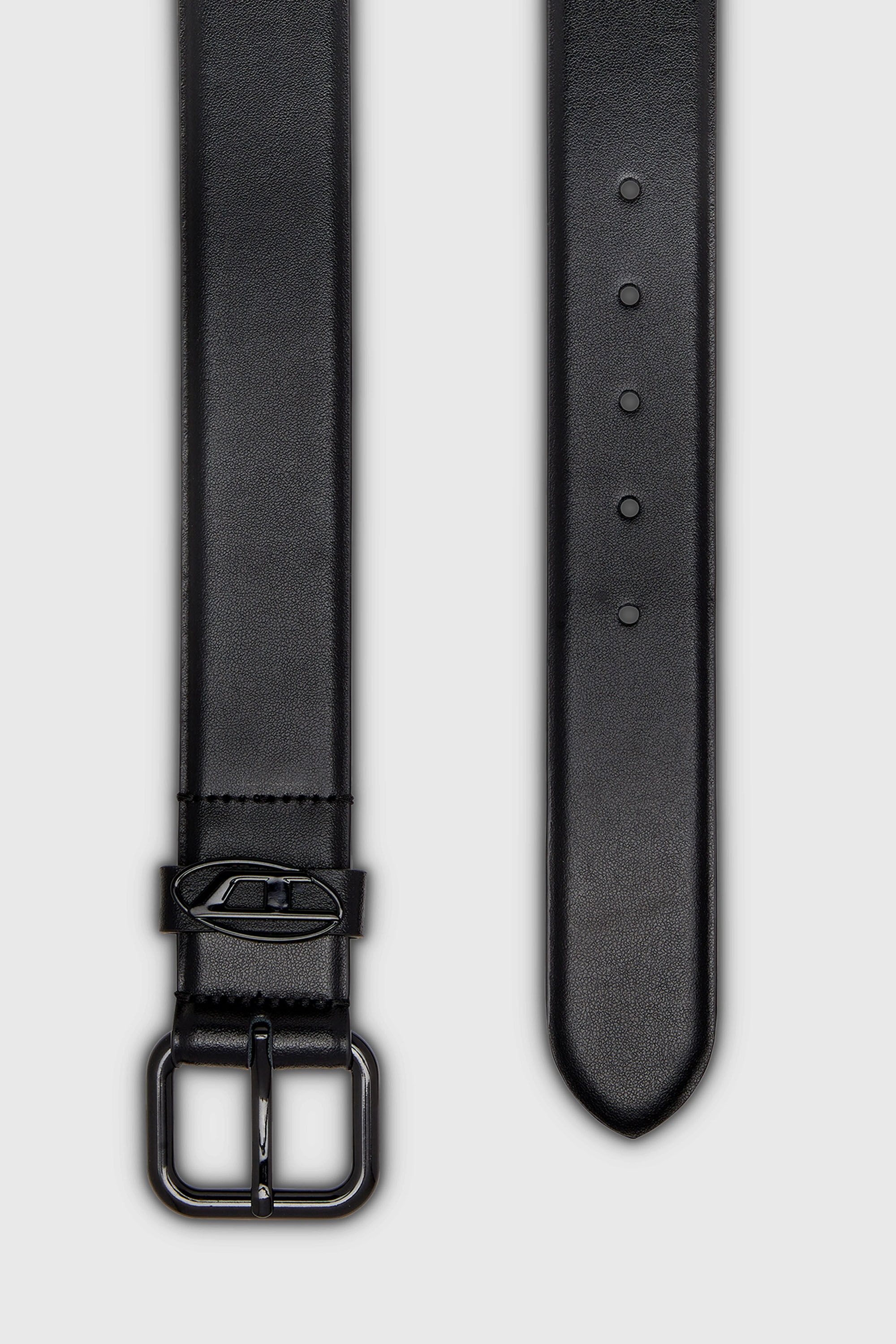 Diesel - B-1DR OVAL D LOOP, Ceinture 3.9 cm en cuir avec plaque &agrave; logo Mixte in Noir - 2