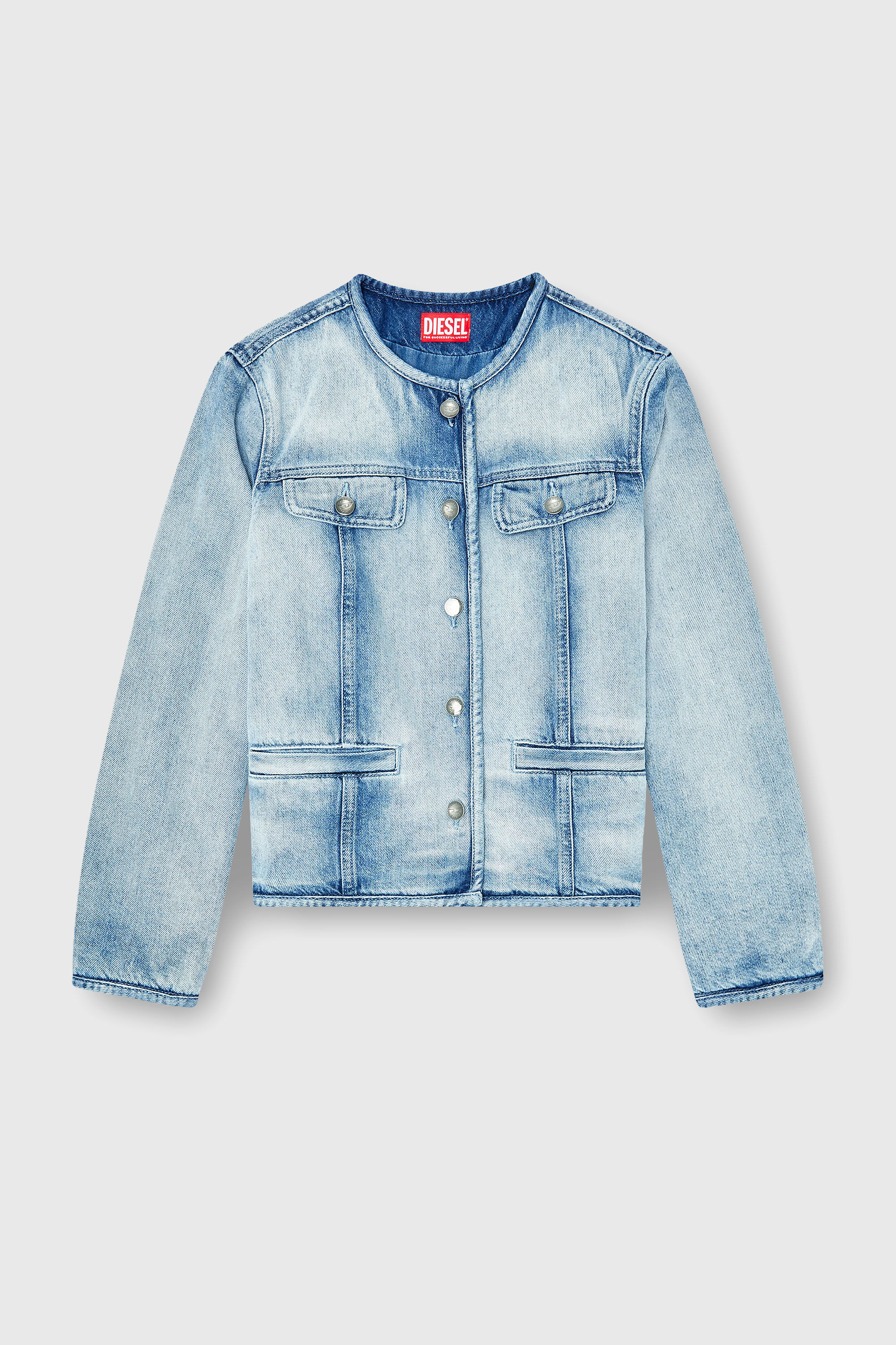 Diesel - DE-GRAFY-FSI1, Veste en denim skeleton mi-l&eacute;ger Femme in Bleu - 2