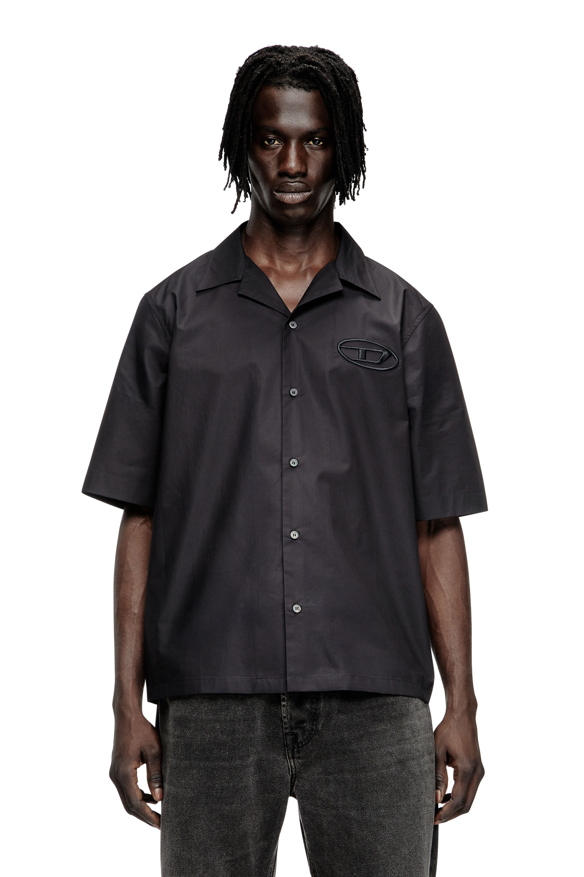 Diesel - S-MAC-PCAL, Chemise de bowling avec logo Oval D Homme in Noir - 3