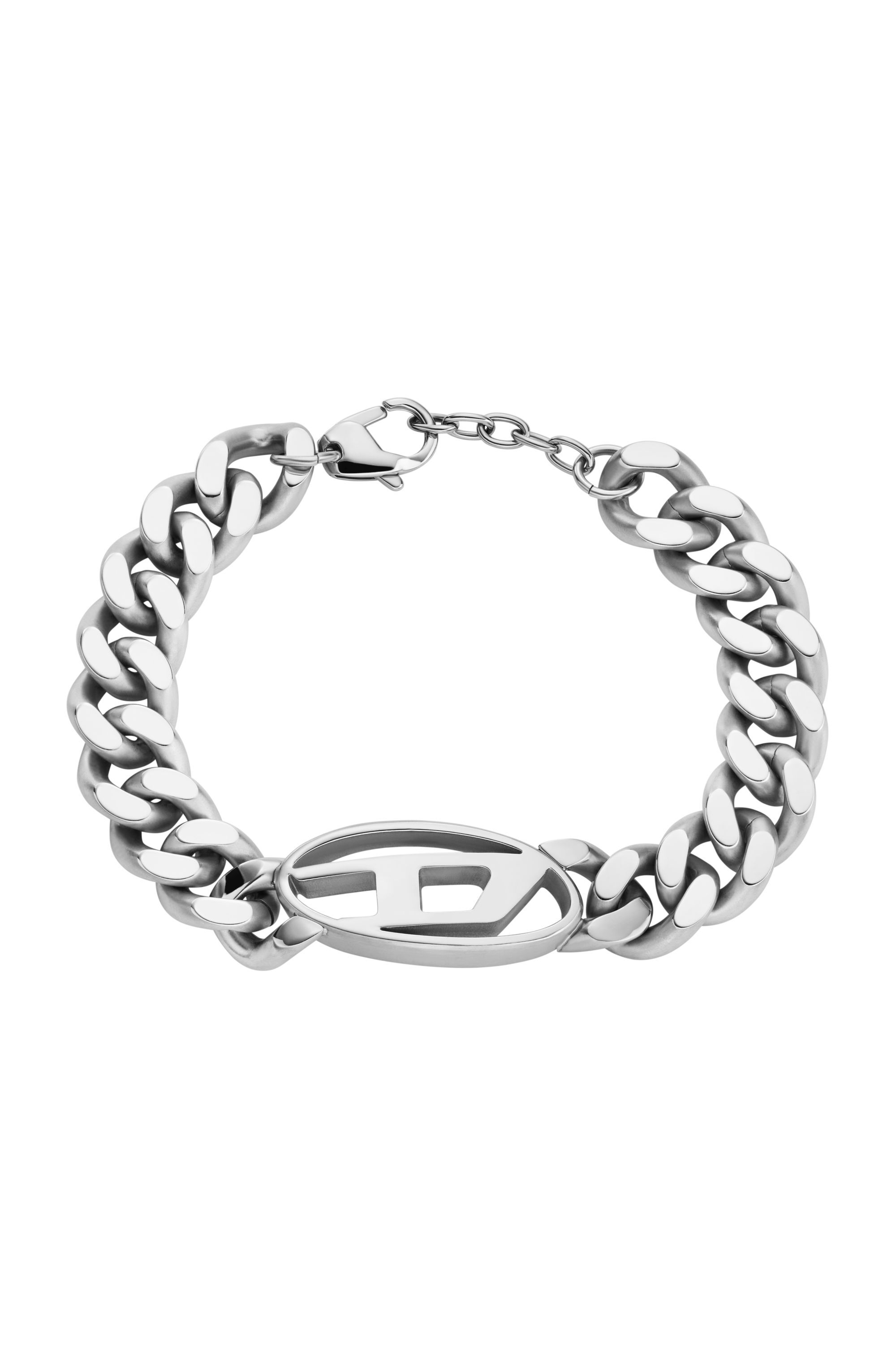 ★韓国の人気【DIESEL】★Oval D Logo Chain Bracelet★ Men's Oval D Logo Chain Bracelet | Silver | Diesel