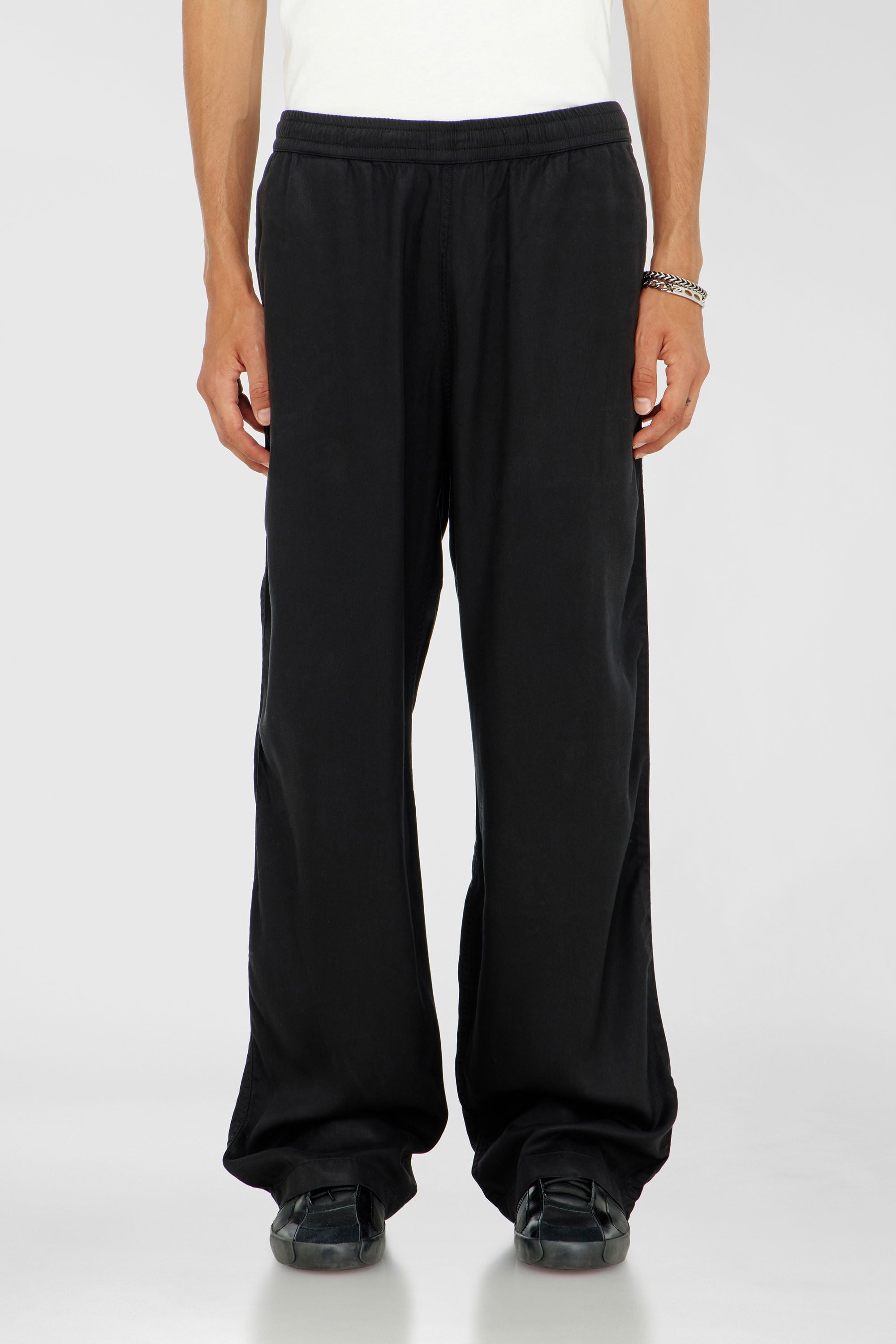 Diesel - P-DREYER-C, Man's Drawstring pants in faded twill in Black - 3