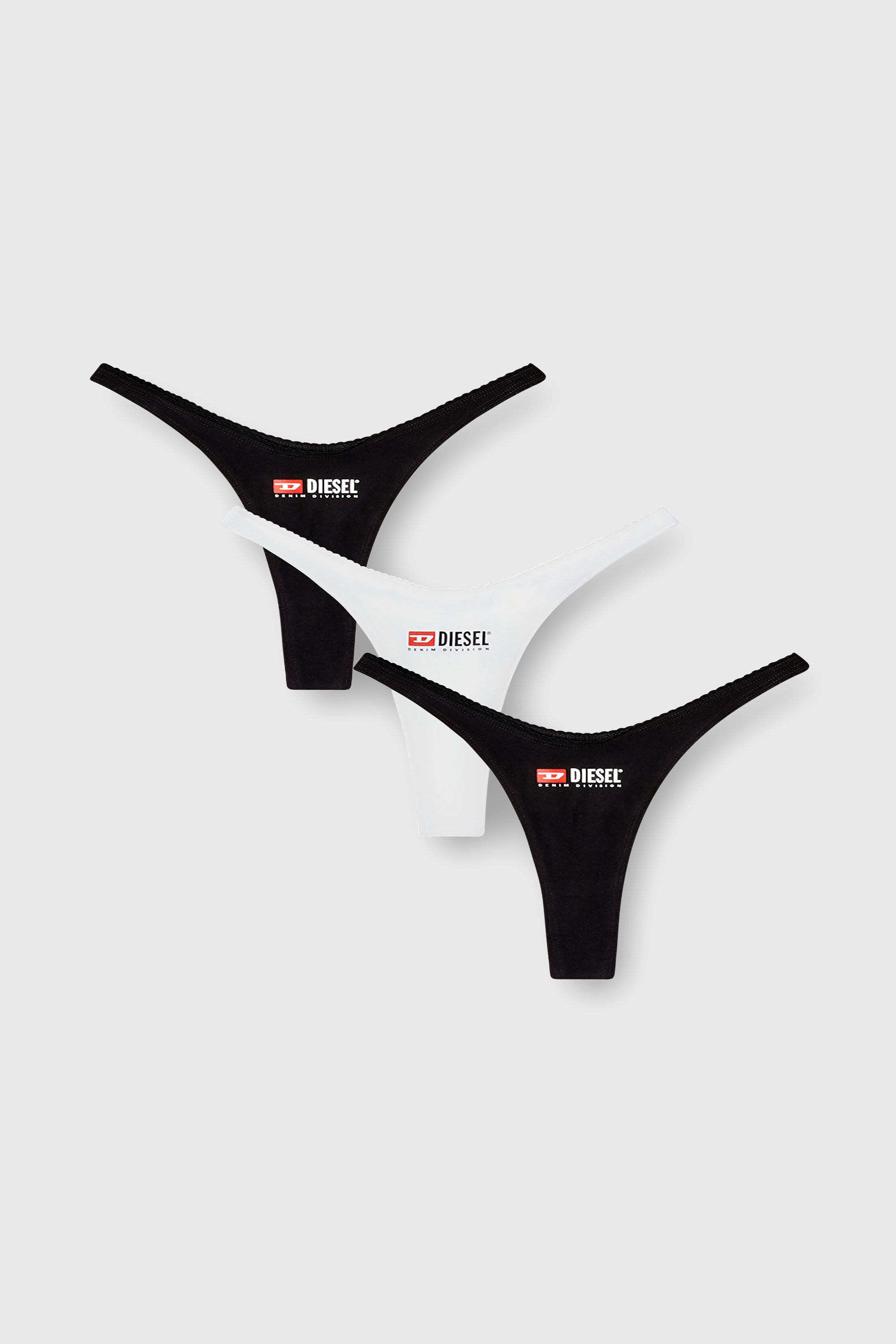 Diesel - MICRO-PUNCHY-D-CORE-3PACK, Lot de trois strings en coton stretch avec logo Femme in Noir - 2