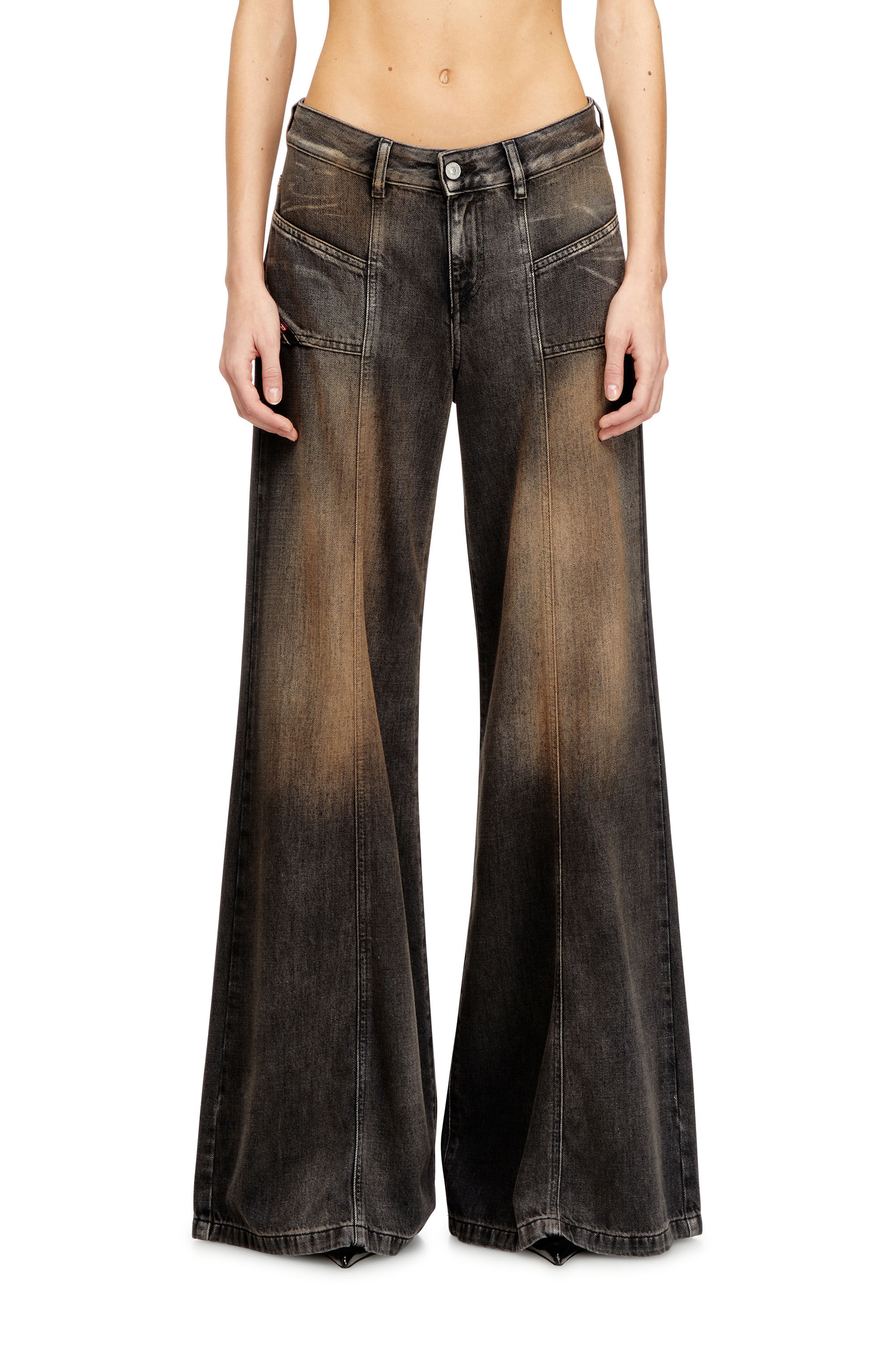 Women's Flare Jeans | Low Waist D-Akii | Black/Dark grey | Diesel BE