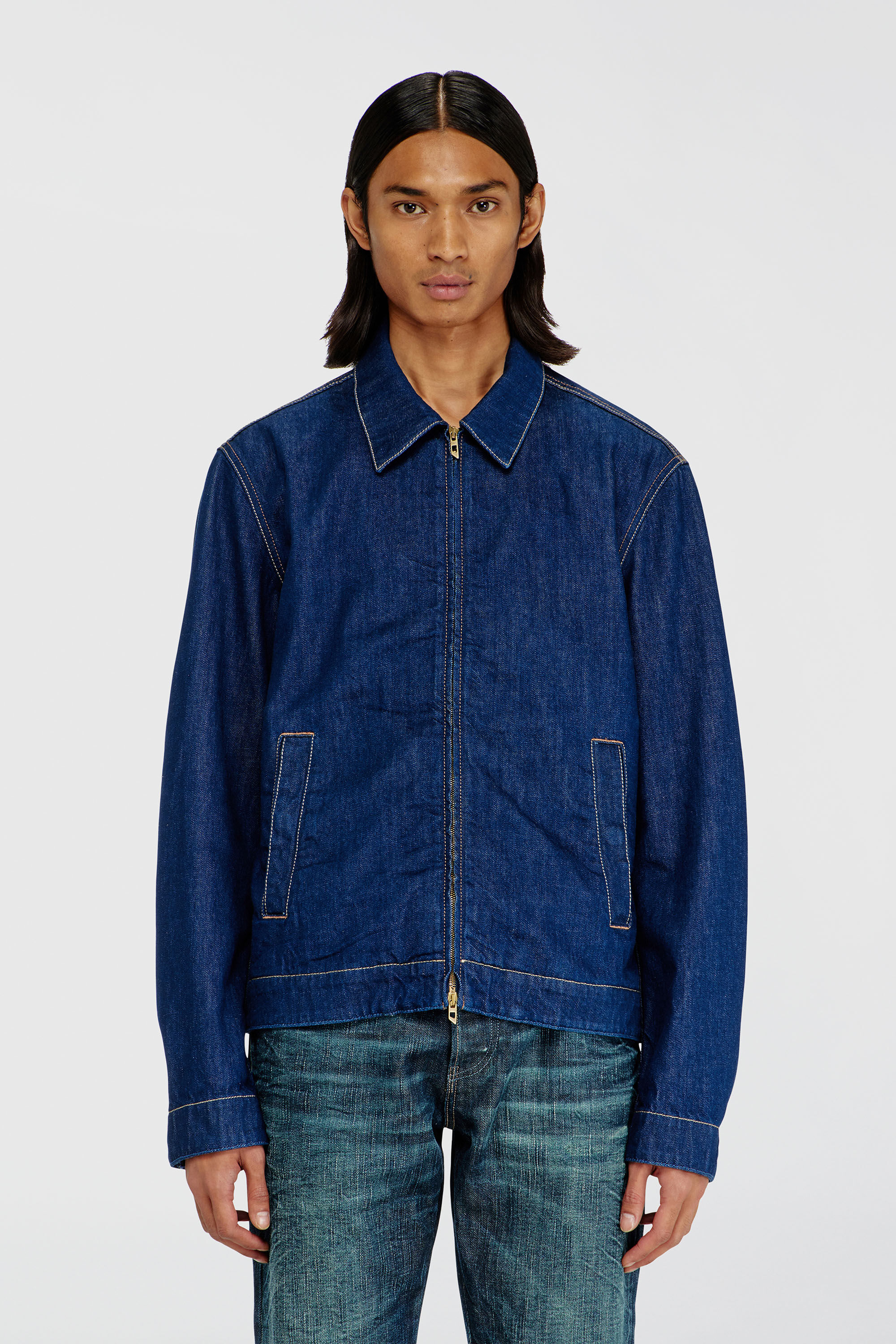 Diesel - D-ROHE, Veste coach en rinse denim Homme in Bleu - 3