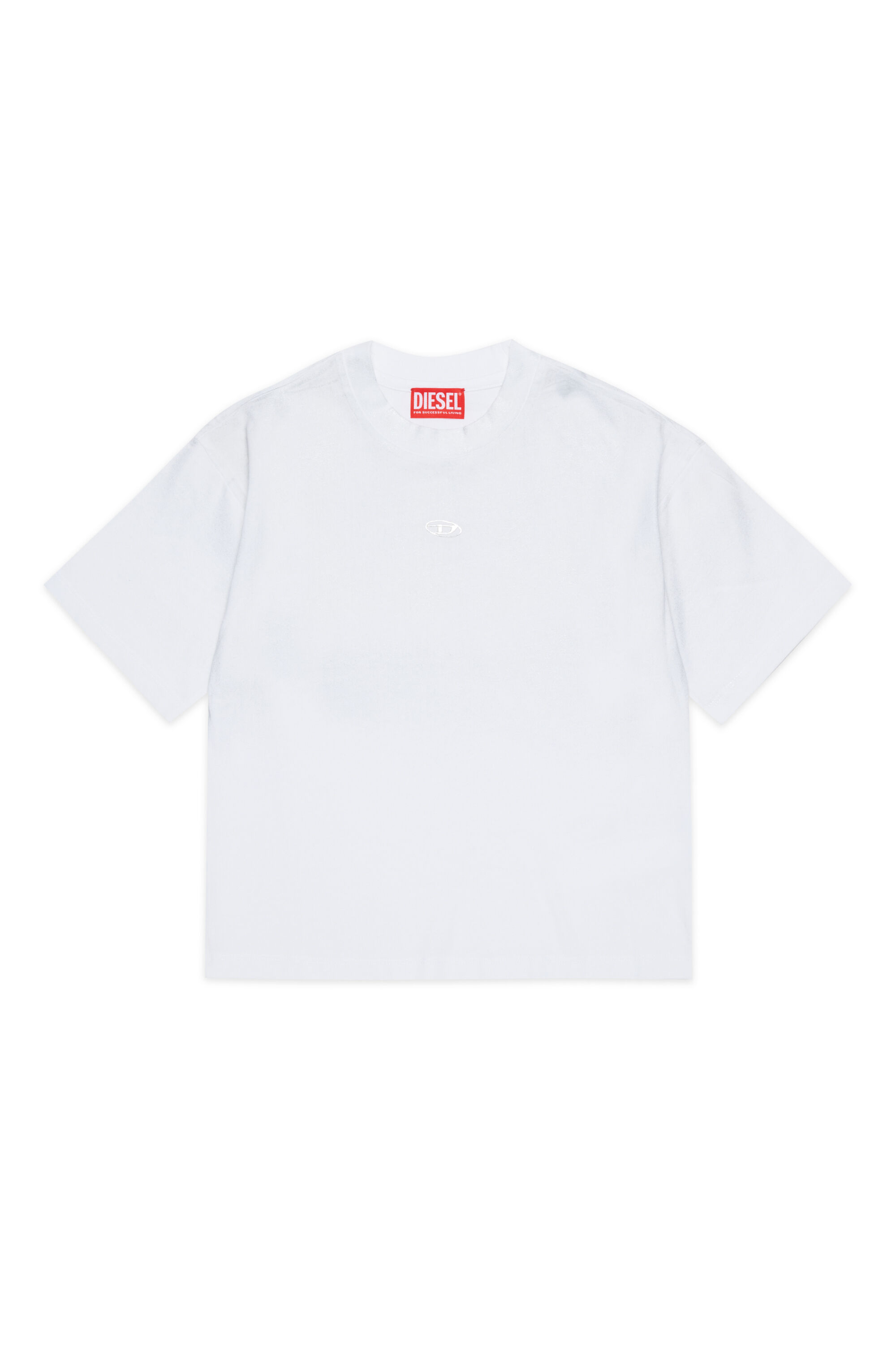 Diesel - TANORMYS2, T-shirt en coton avec broderie ton sur ton Oval D Femme in Blanc - 1