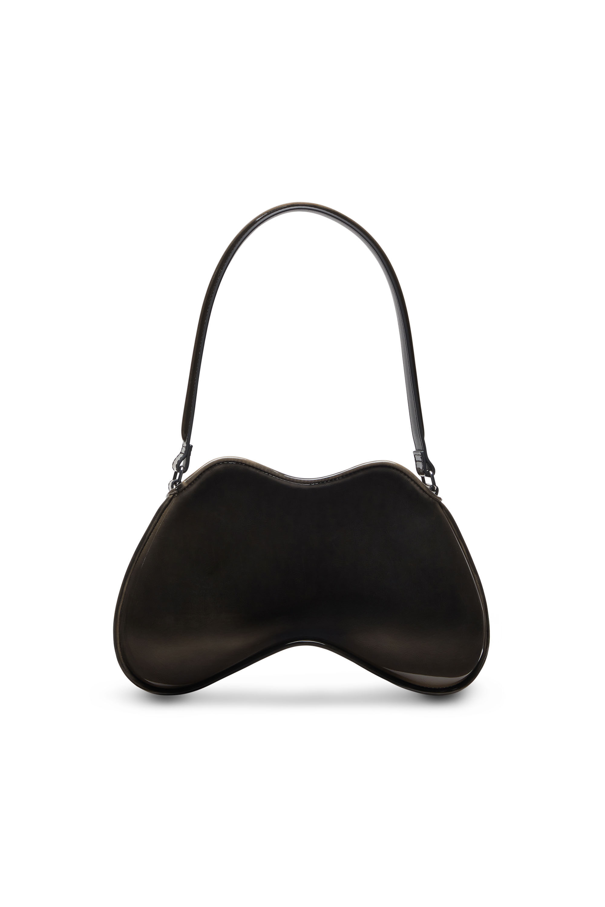Diesel - DOUBLE-D SHOULDER, Sac épaule rigide en PU brillant dégradé Femme in Noir - 3