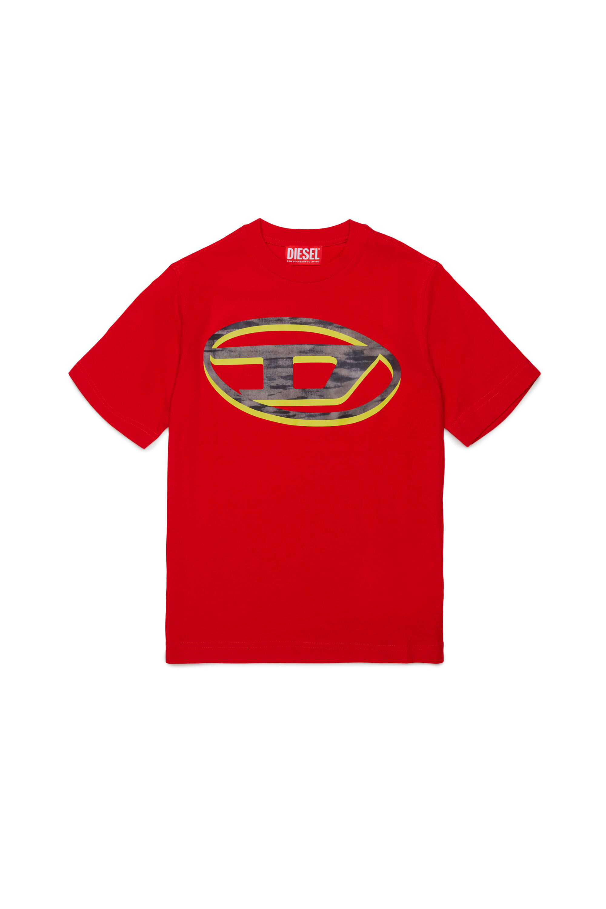 Diesel - TVEL OVER, T-shirt avec imprim&eacute; Oval D bicolore Homme in Rouge - 1