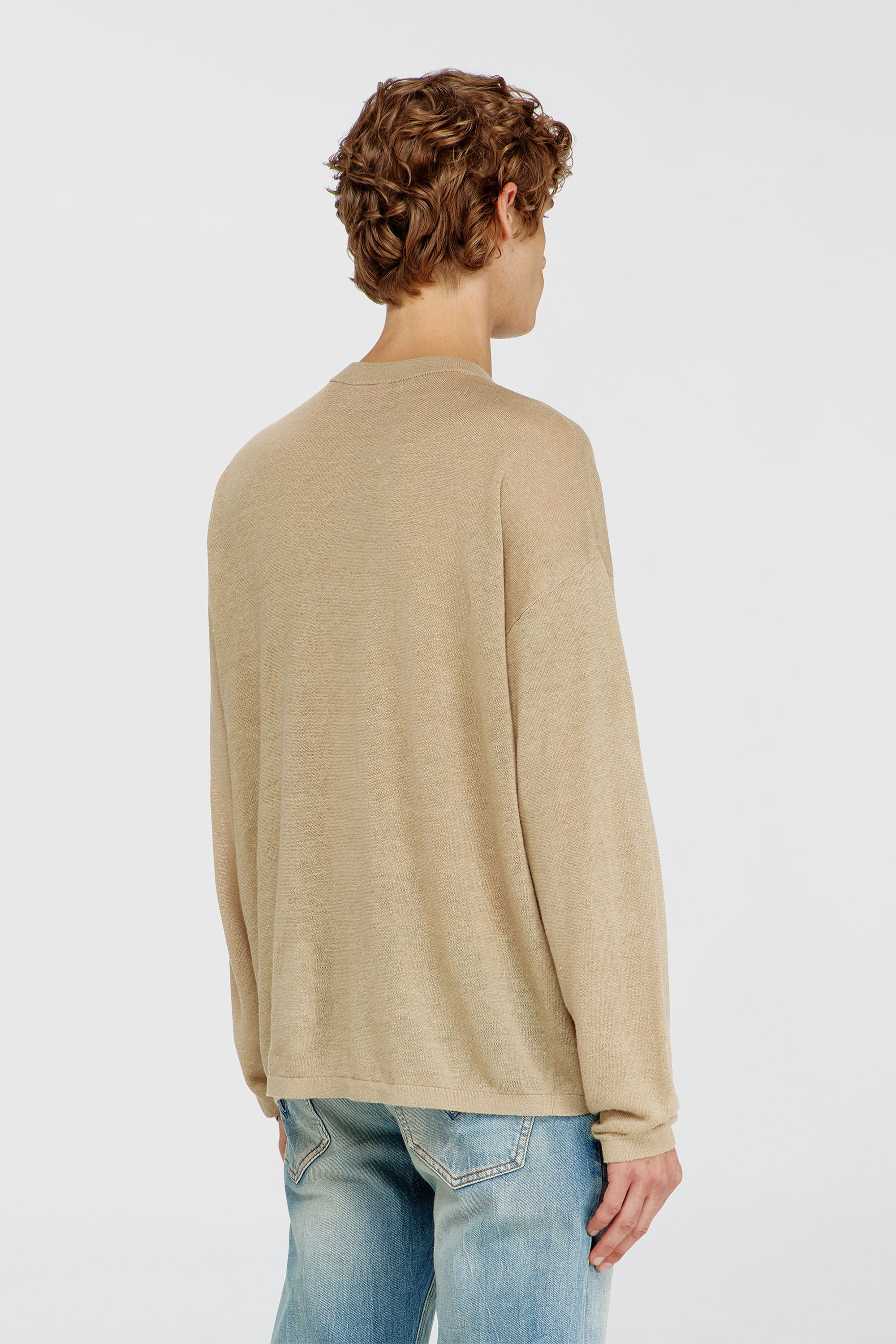 Diesel - K-ARMINS, Pull en lin avec imprim&eacute; Phoenix d&eacute;lav&eacute; Homme in Beige - 4