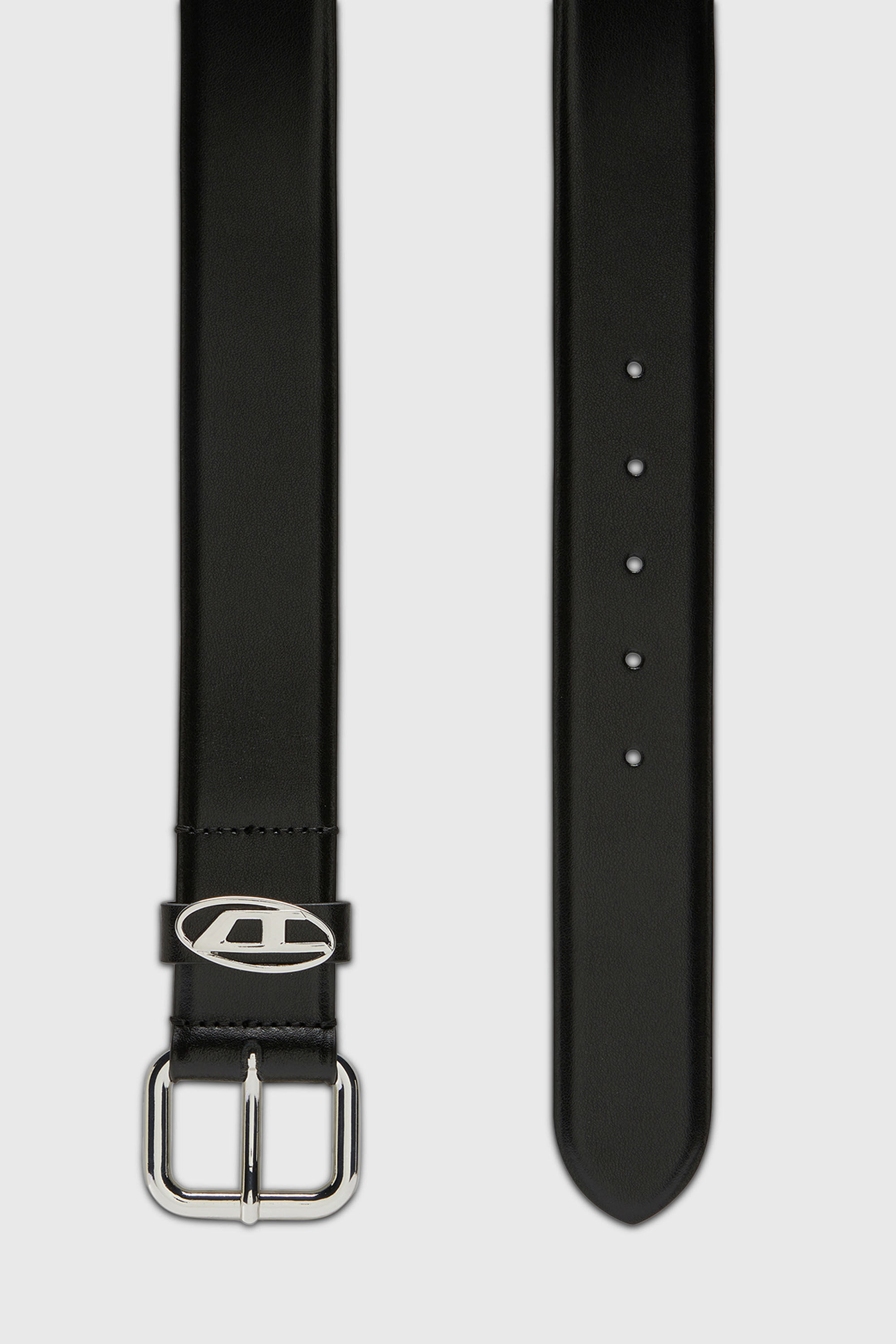 Diesel - B-1DR OVAL D LOOP, Ceinture 3.9 cm en cuir avec plaque &agrave; logo Mixte in Noir - 2