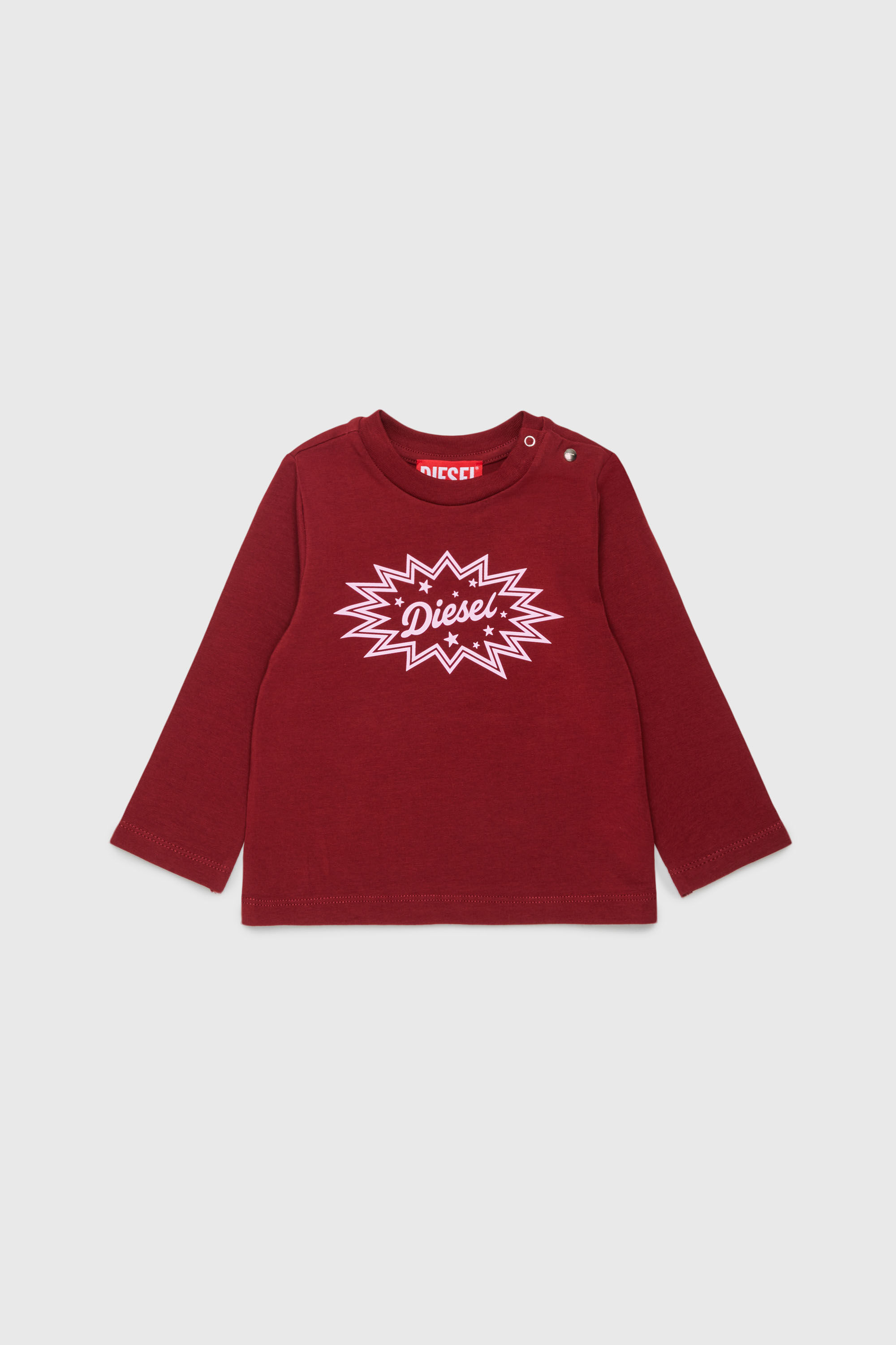 Diesel - TFUMB, T-shirt &agrave; manches longues avec logo starburst imprim&eacute; Femme in Rouge - 1