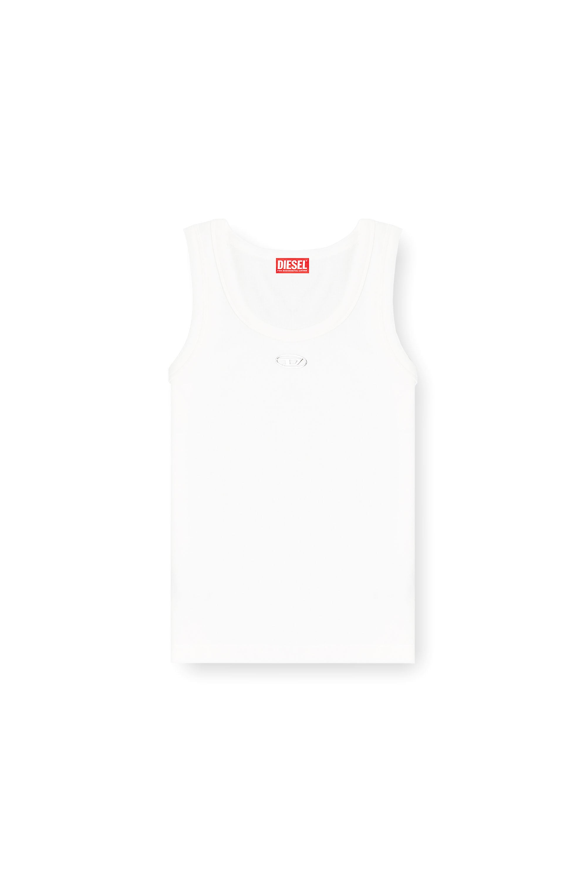 Diesel - T-ANKI-OD, D&eacute;bardeur ajust&eacute; c&ocirc;tel&eacute; avec Ovale D m&eacute;tallique Femme in Blanc - 2