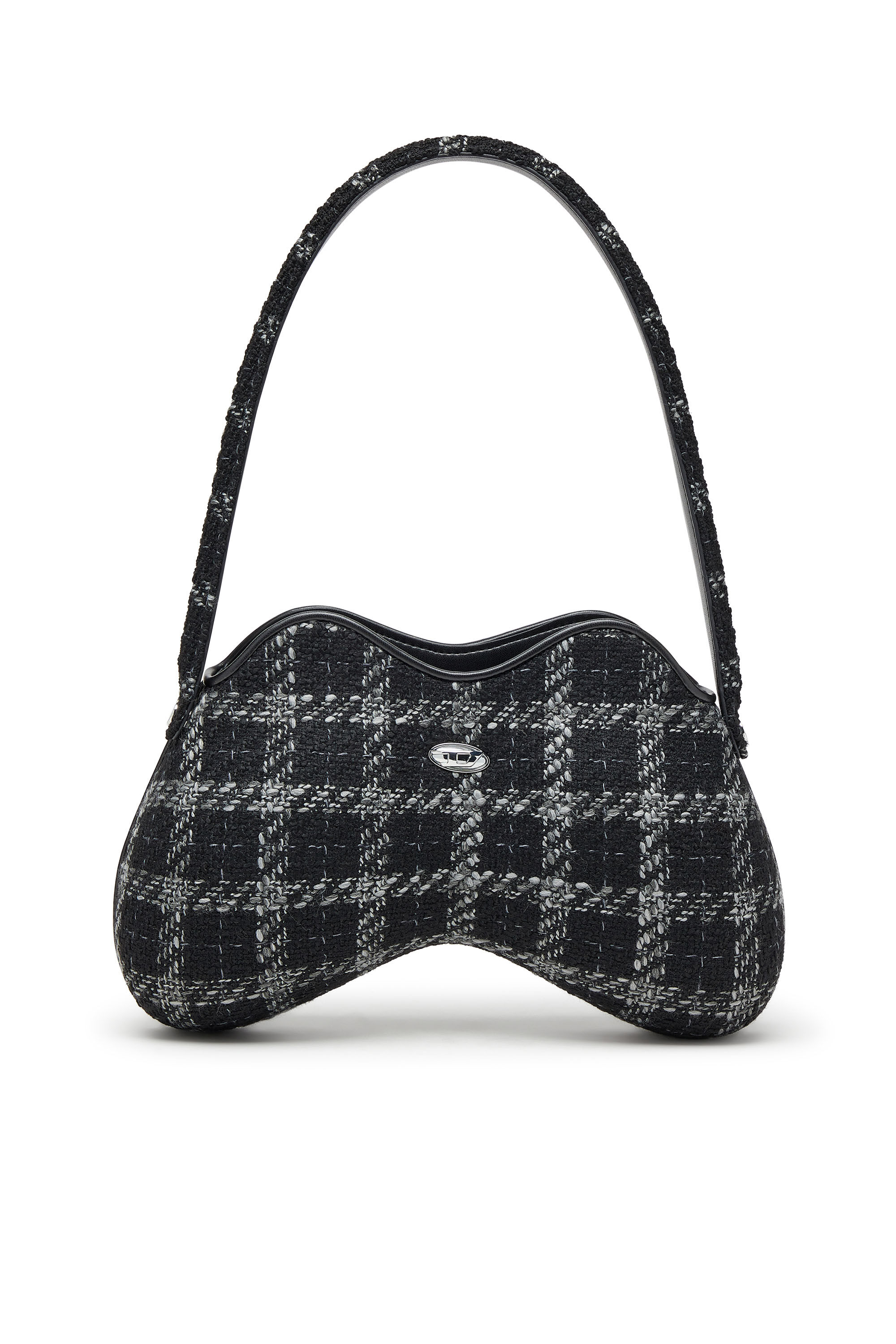 Diesel - DOUBLE-D SHOULDER, Sac à épaule avec motif pied-de-poule Femme in Noir - 1