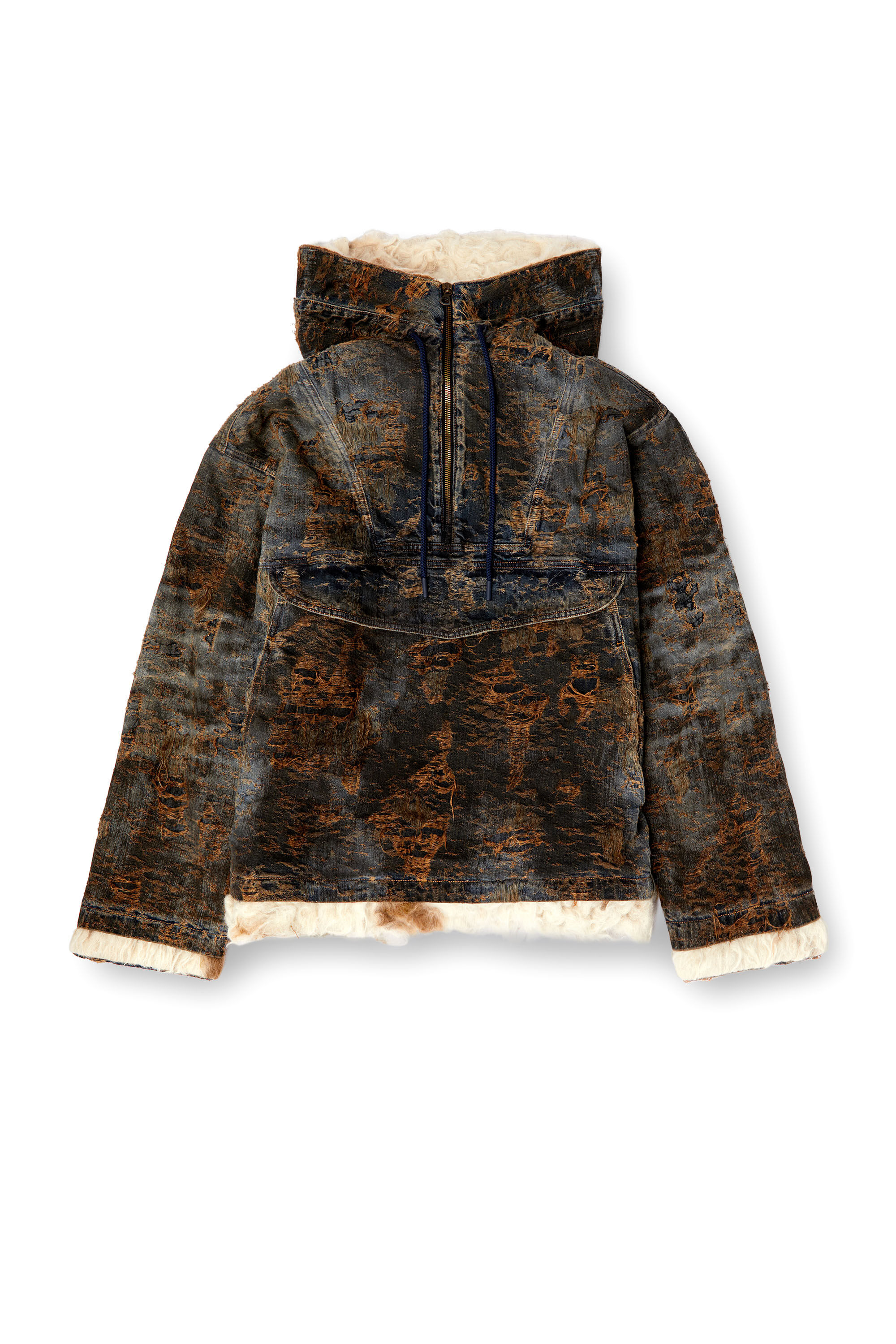 Diesel - D-ARAK-FSF, Anorak en denim jacquard enduit Mixte in Noir - 2