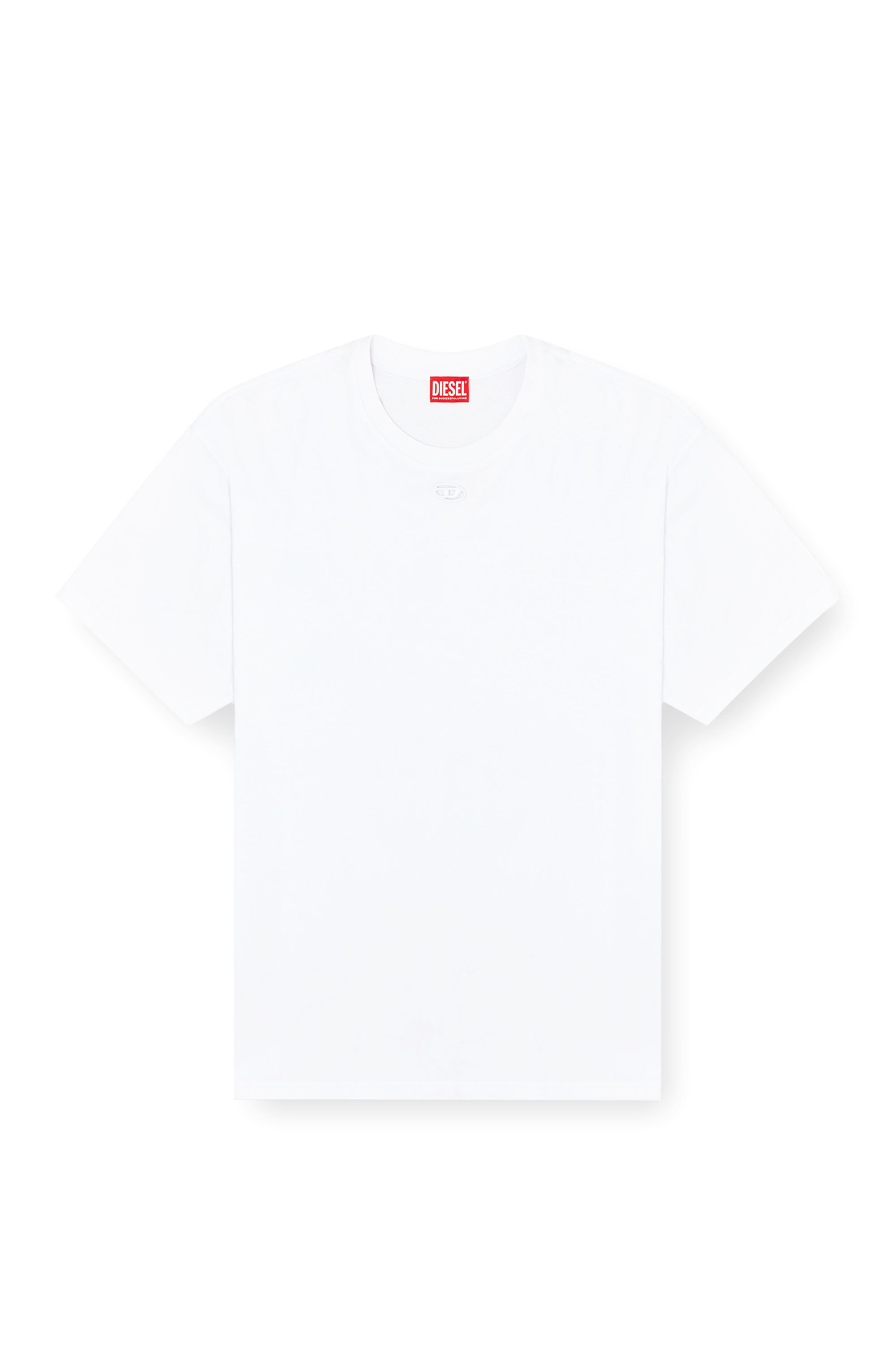 Diesel - T-BOXT-DCO, T-shirt en coton d&eacute;contract&eacute;e avec broderie Oval D Homme in Blanc - 2