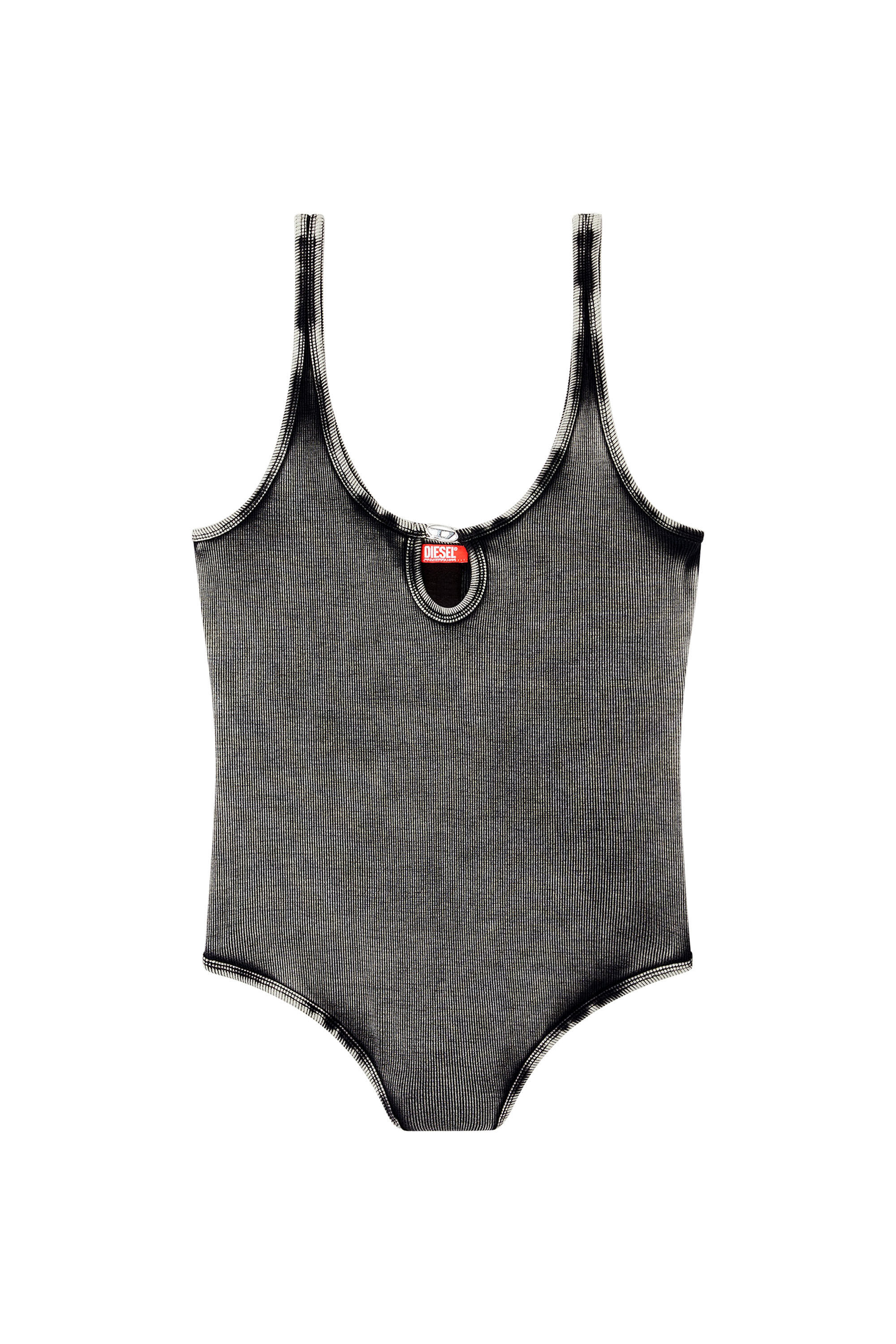 Diesel - MAURA-DNM, Woman's Bodysuit in marble-washed stretch cotton in Dark grey - 2