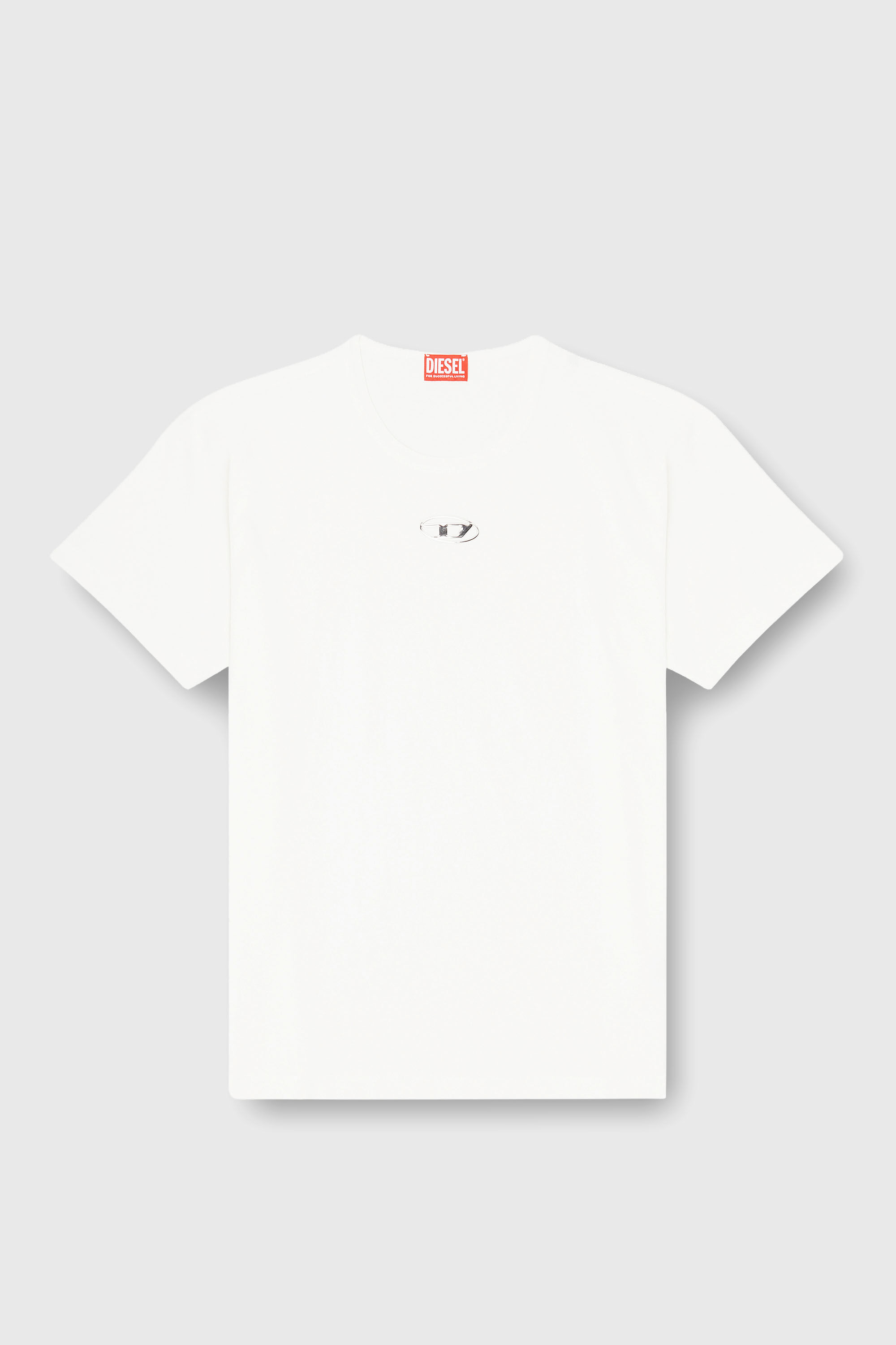 Diesel - T-NORM-IOD, T-shirt en coton l&eacute;ger avec logo Ovale D m&eacute;tallis&eacute; Homme in Blanc - 2