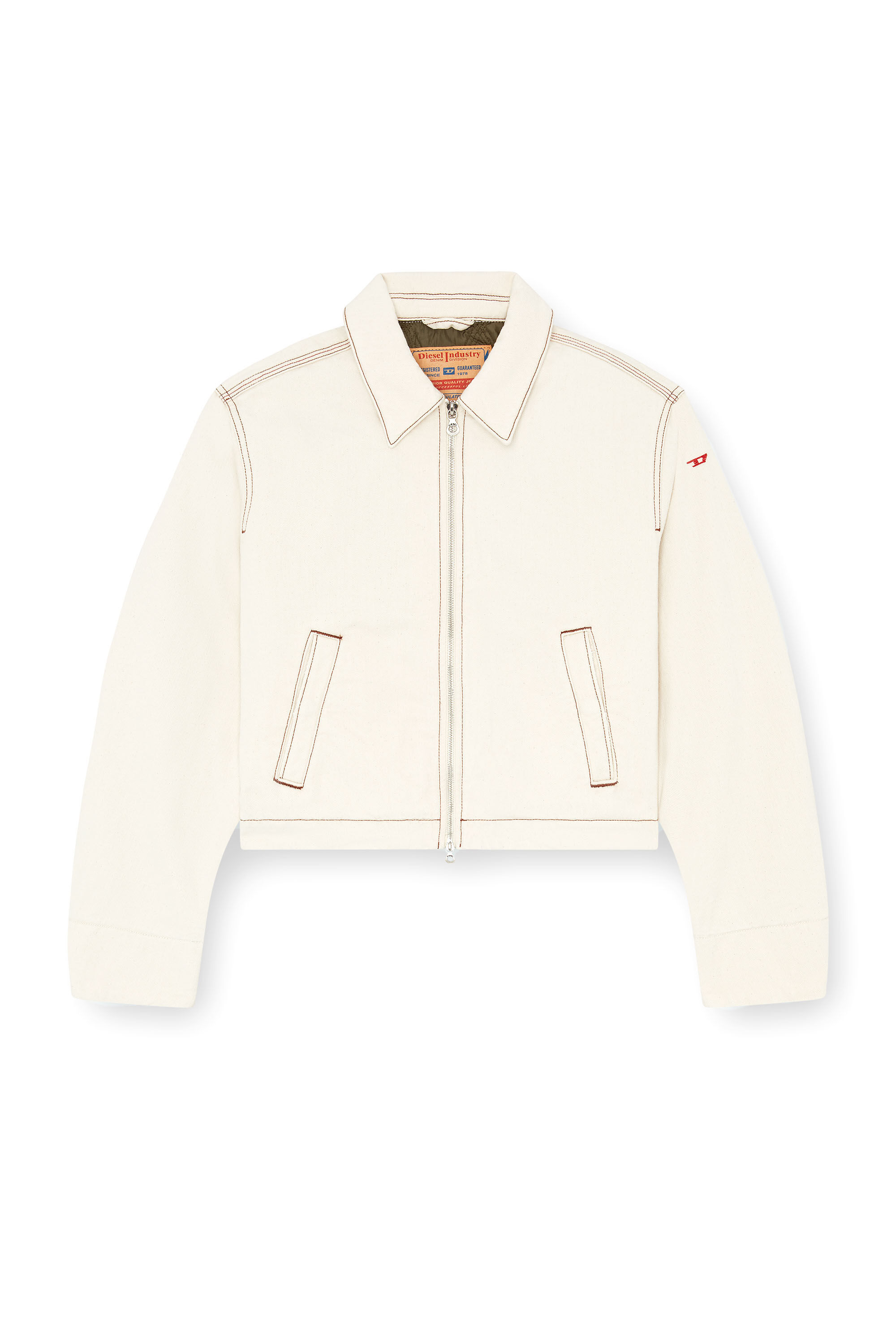 Diesel - DE-NOVA, Veste matelass&eacute;e en denim d&eacute;lav&eacute; Femme in Blanc - 2