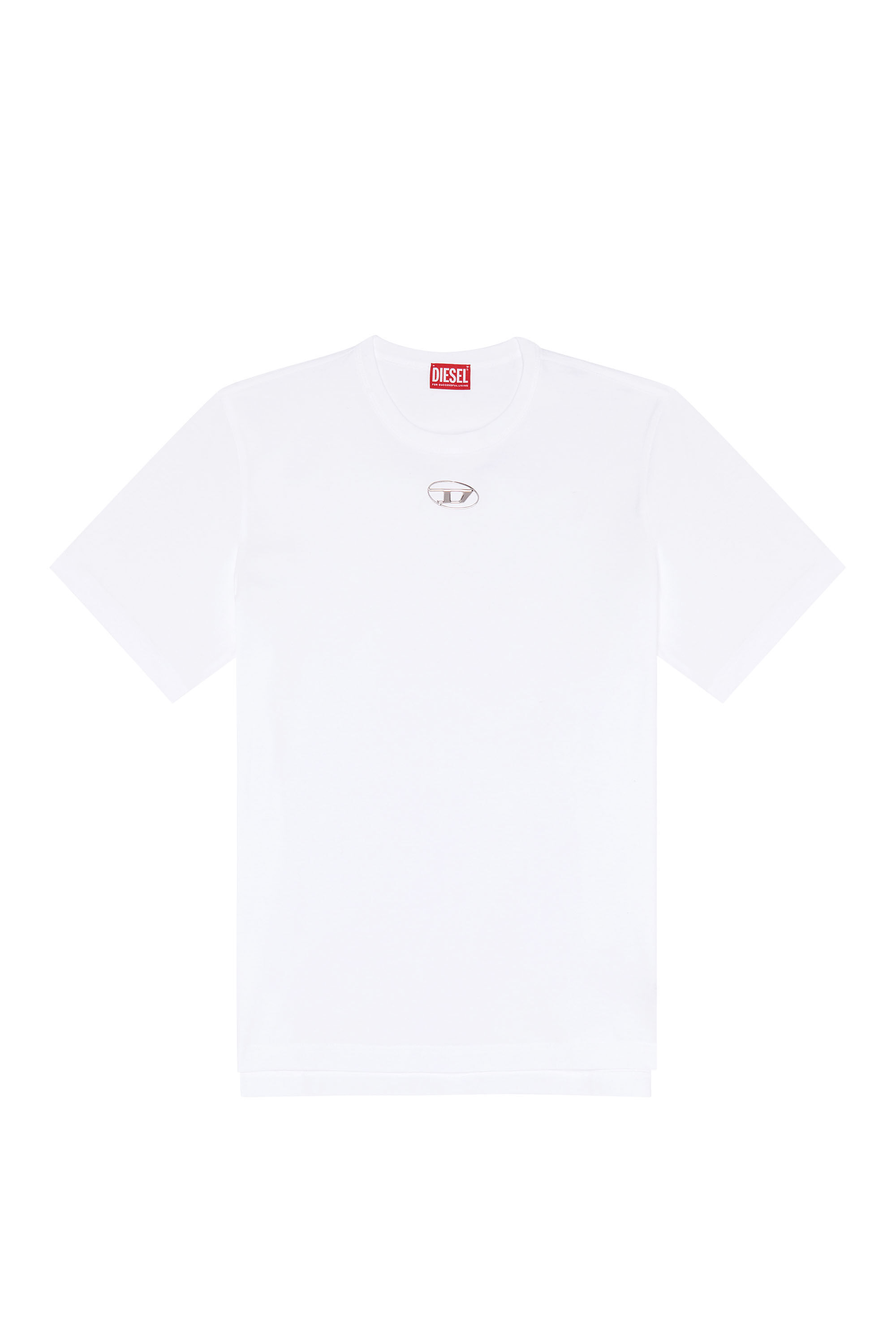 Diesel - T-ADJUST-OD, T-shirt avec logo Oval D métallisé Homme in Blanc - 2