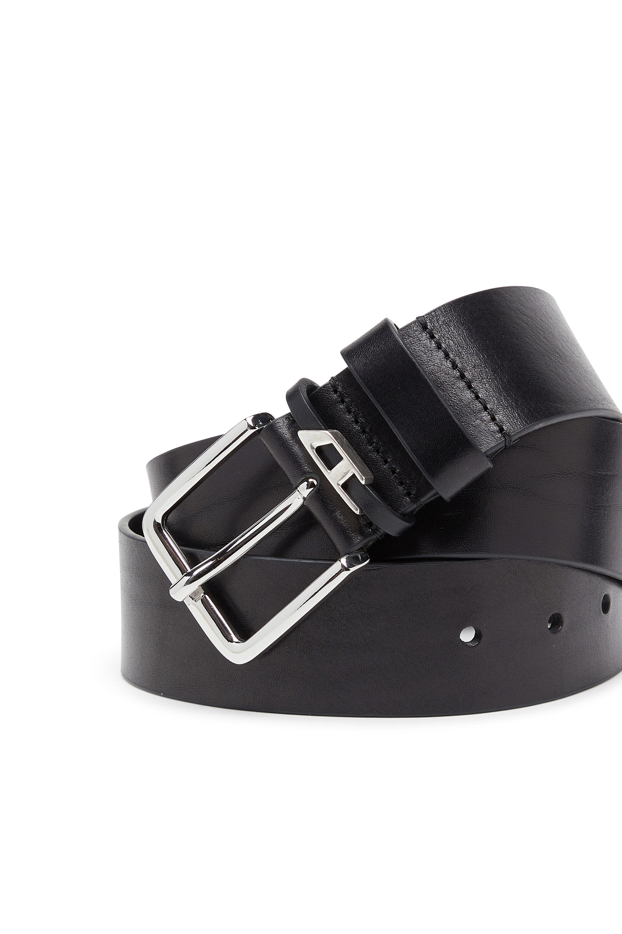 Diesel - B-D LOOP, 4 cm ceinture en cuir froiss&eacute; Homme in Noir - 3