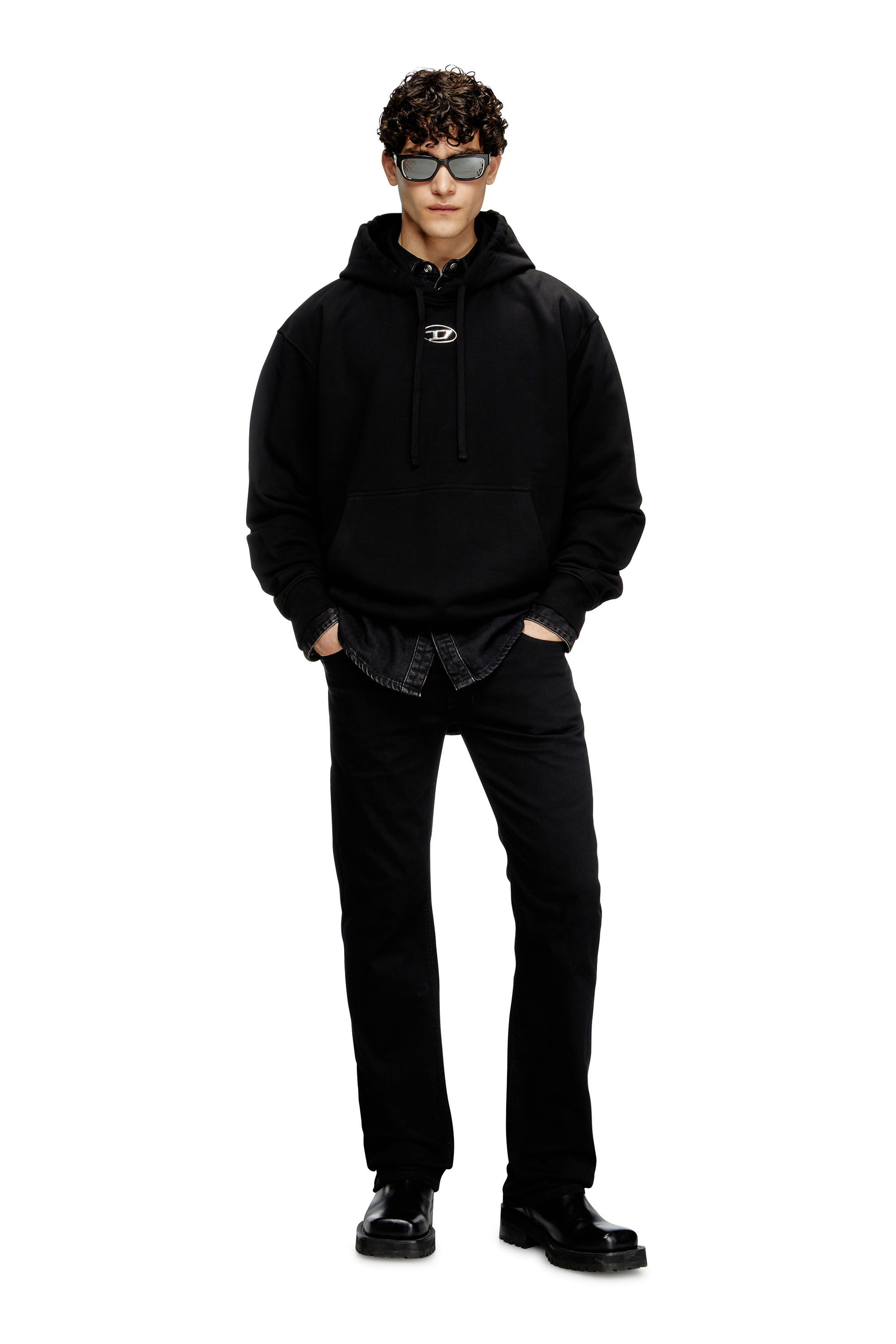 スウェット・トレーナー DIESEL Macs Hood hoodie S-MACS-HOOD-OD Men: Oversized black hoodie metallic logo