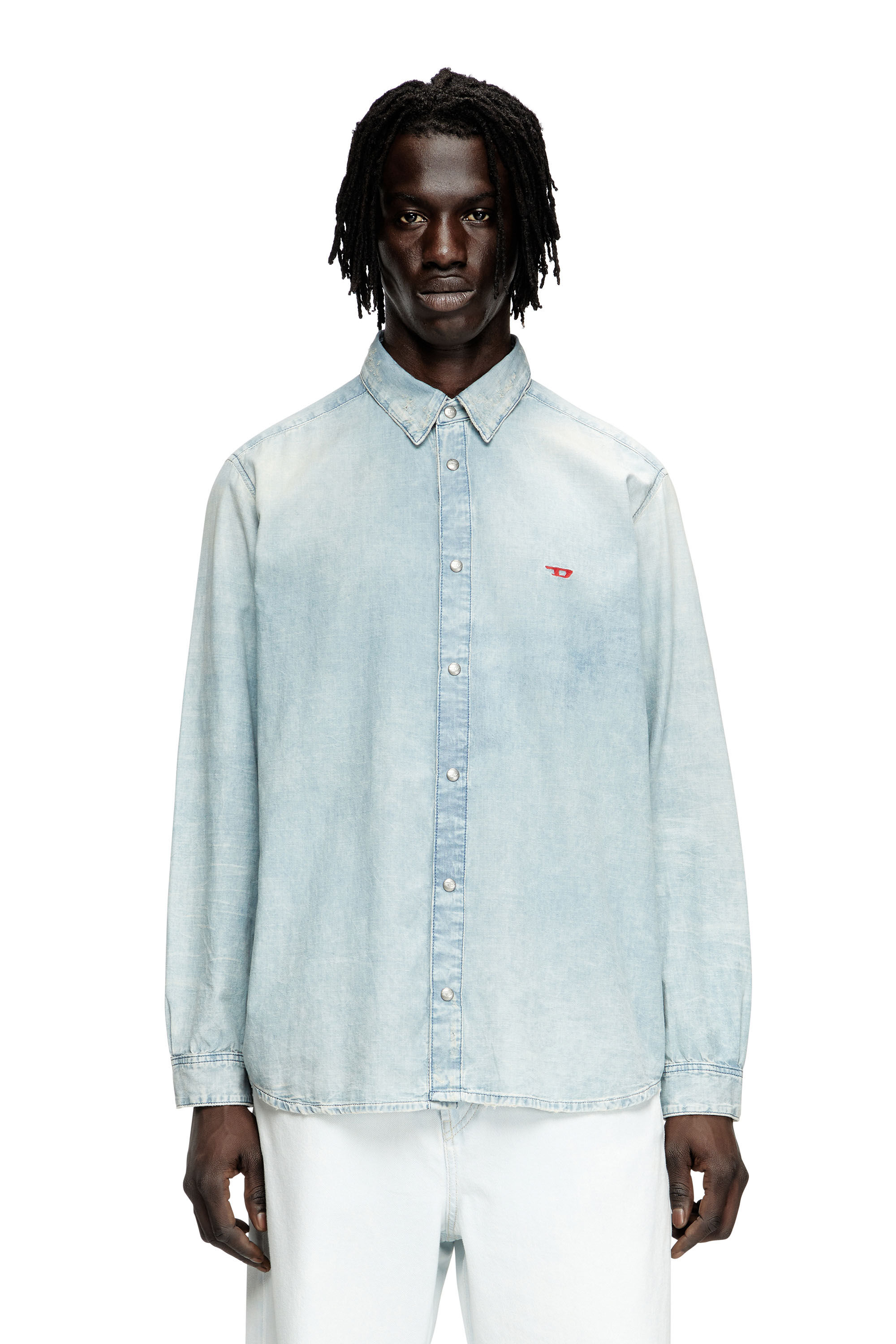 Diesel - D-SIMPLY, Chemise en denim effet blanchi Homme in Bleu - 3