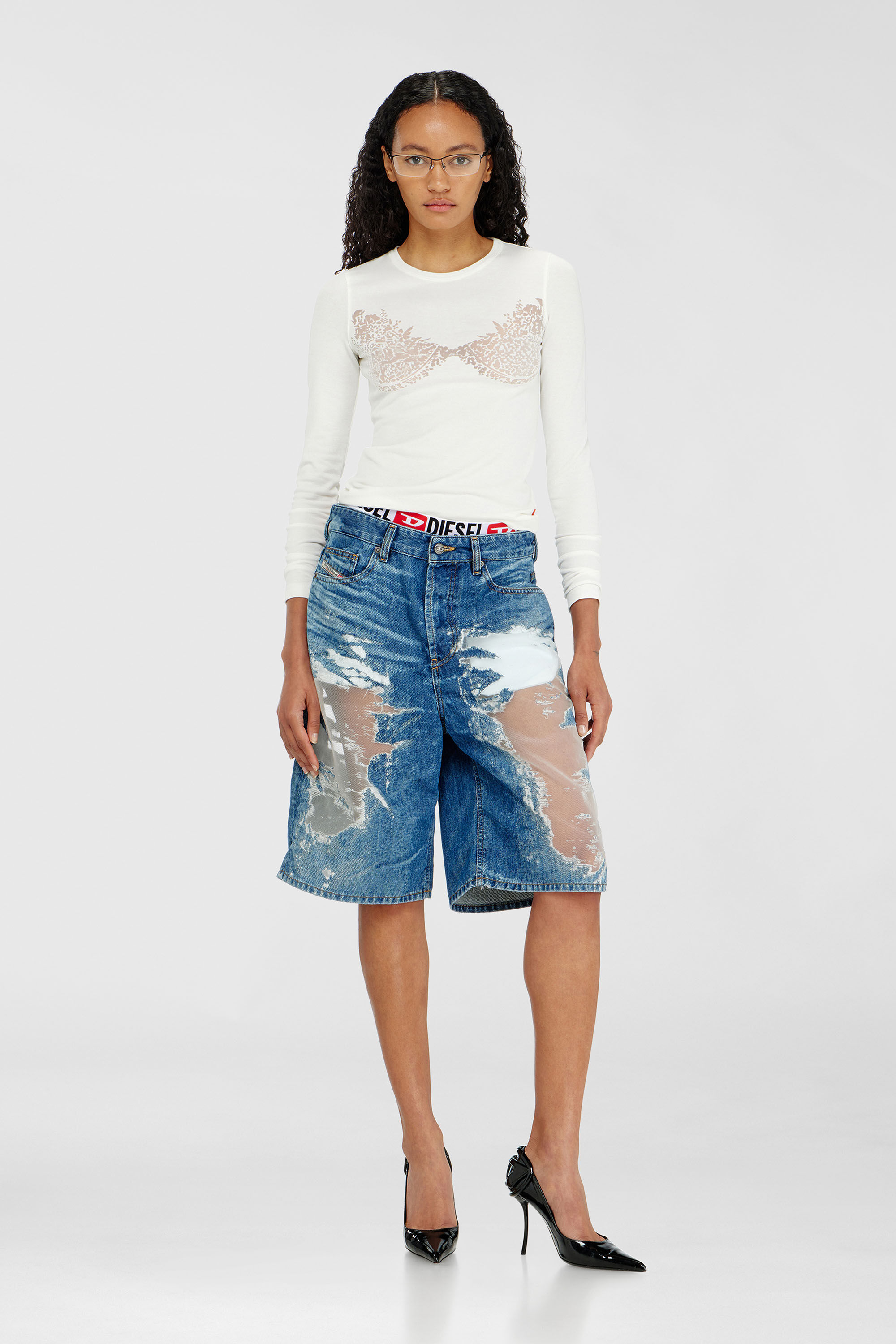 Diesel - PR-DE-SIRE-SHORT, Short en denim devor&eacute; Mixte in Bleu - 6