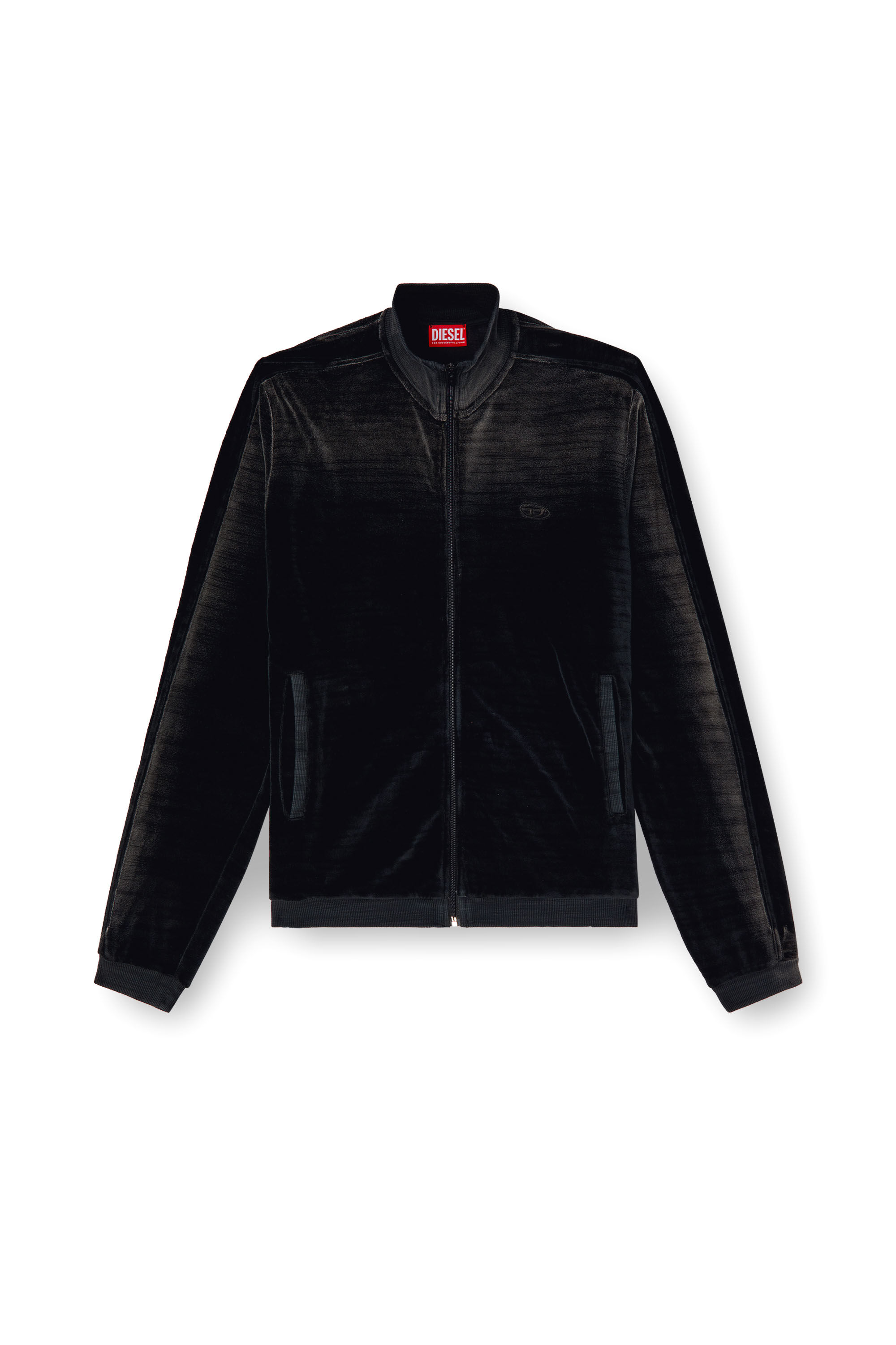 Men's Faded velvet track jacket | Black | Diesel