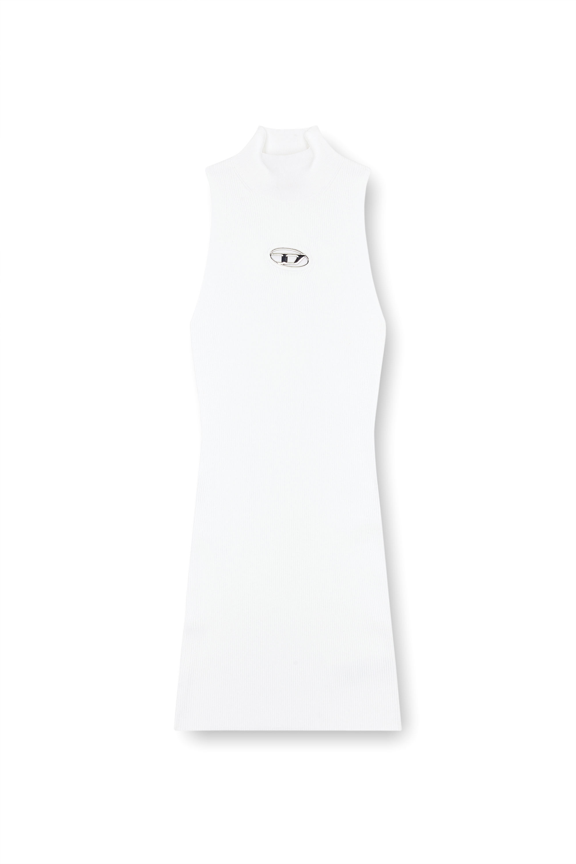 Diesel - M-ONERVAX, Femme Robe courte à col roulé en maille côtelée in Blanc - Image 2