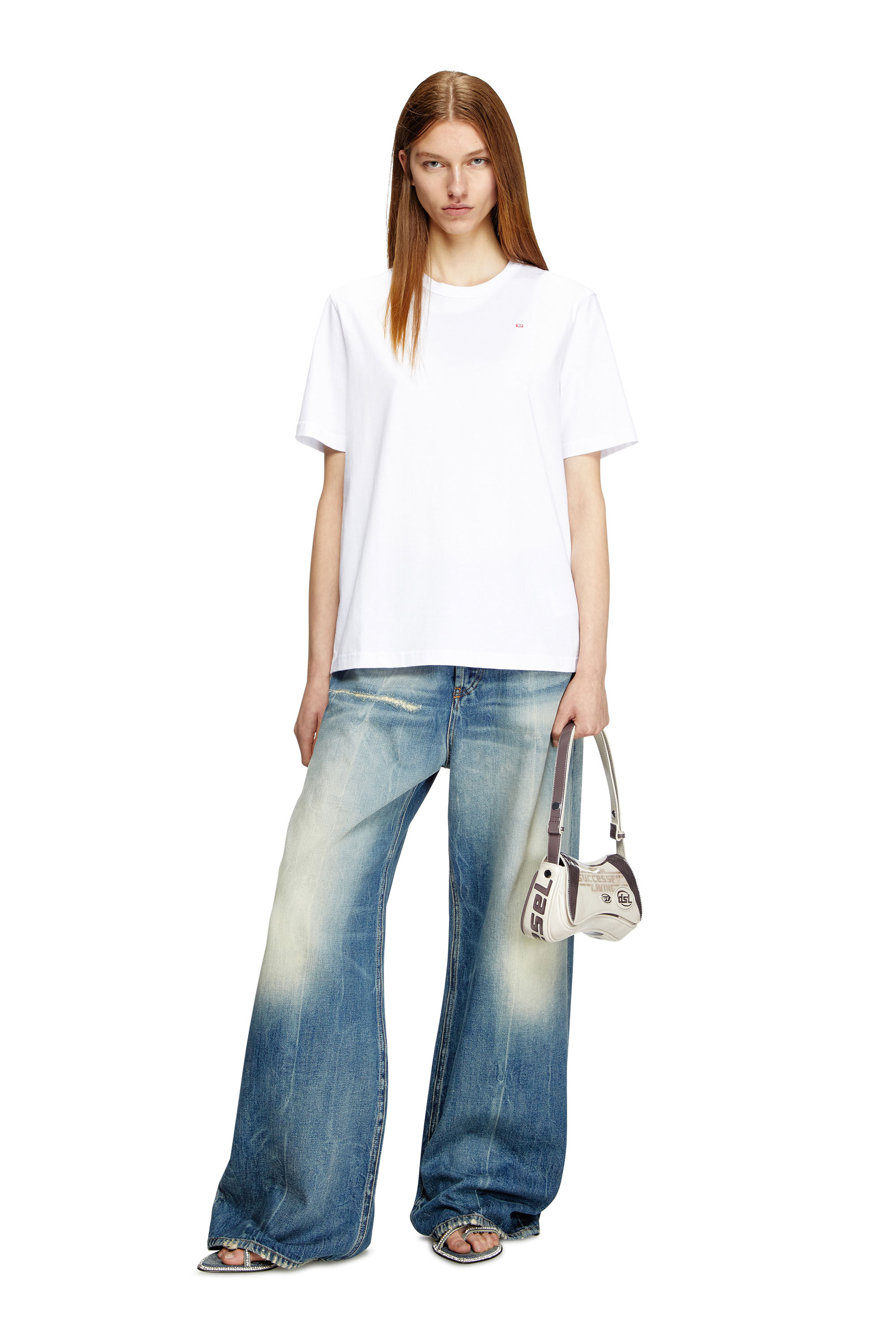 Diesel - T-ADJUST-MICRODIV, T-shirt avec logo micro-brodé Mixte in Blanc - 6