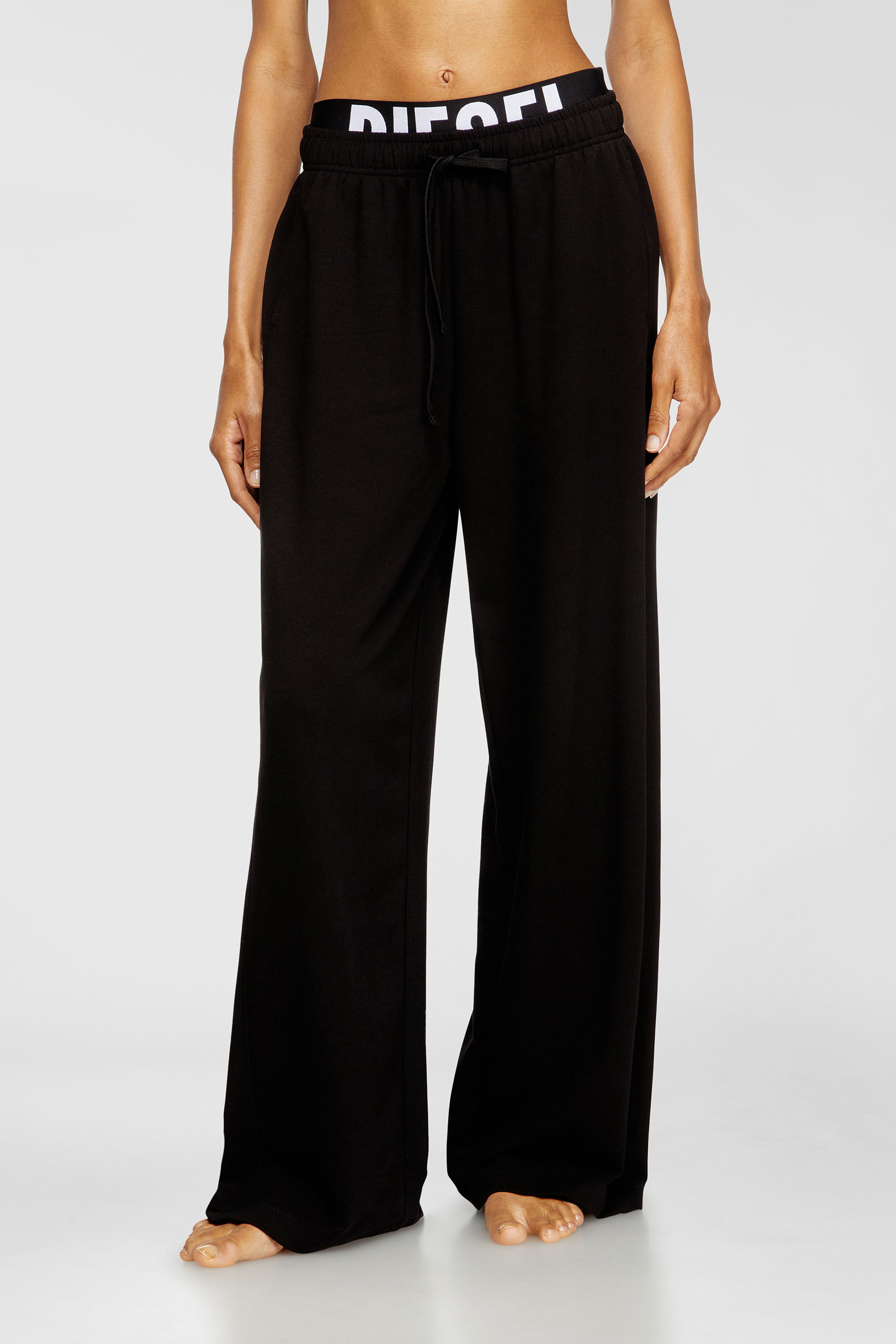 Women's Cotton terry sweatpants with logo waistband | Black