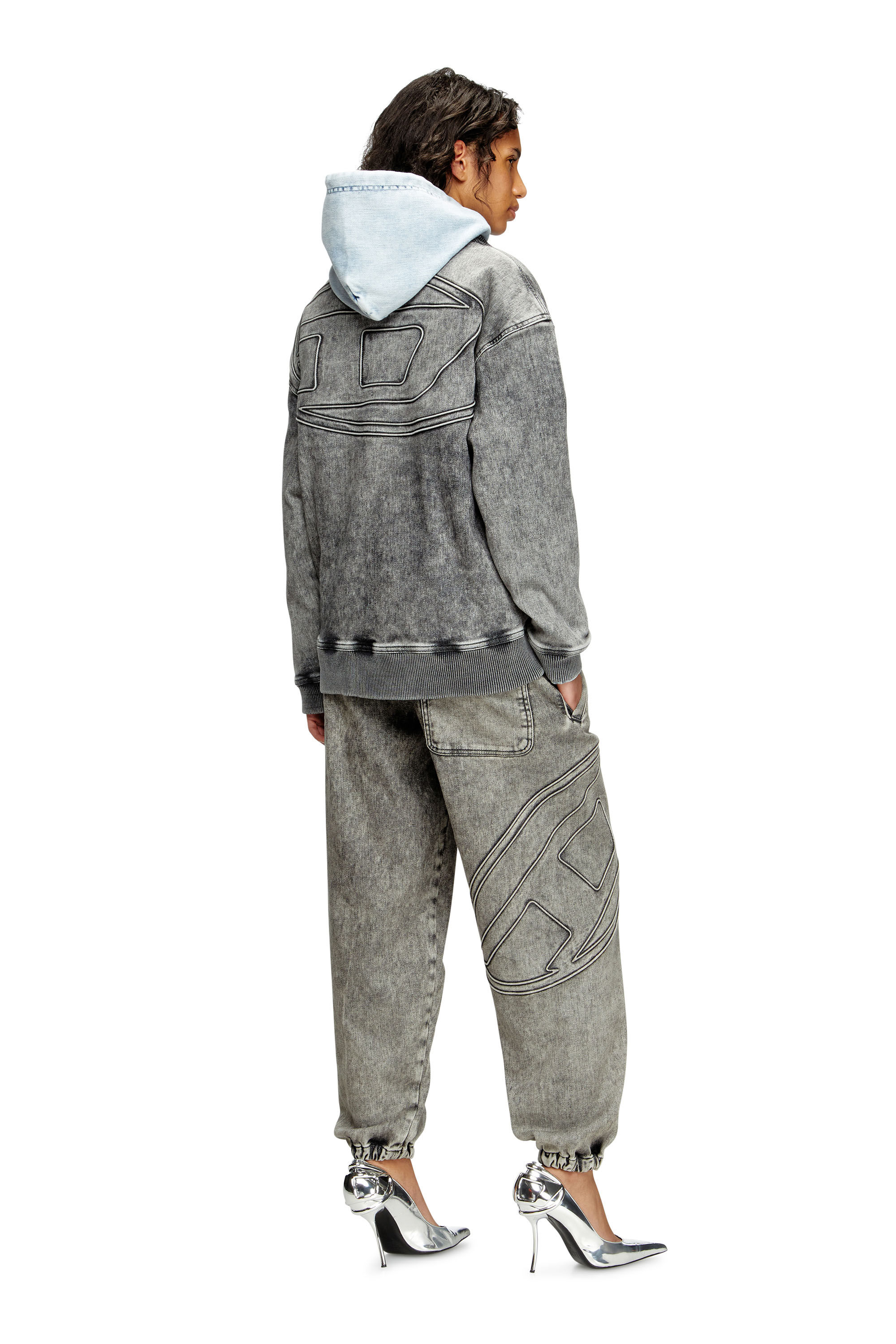 Diesel - D-CARLY-S TRACK, Pull zippé en Track Denim avec logo Oval D Mixte in Gris - 7