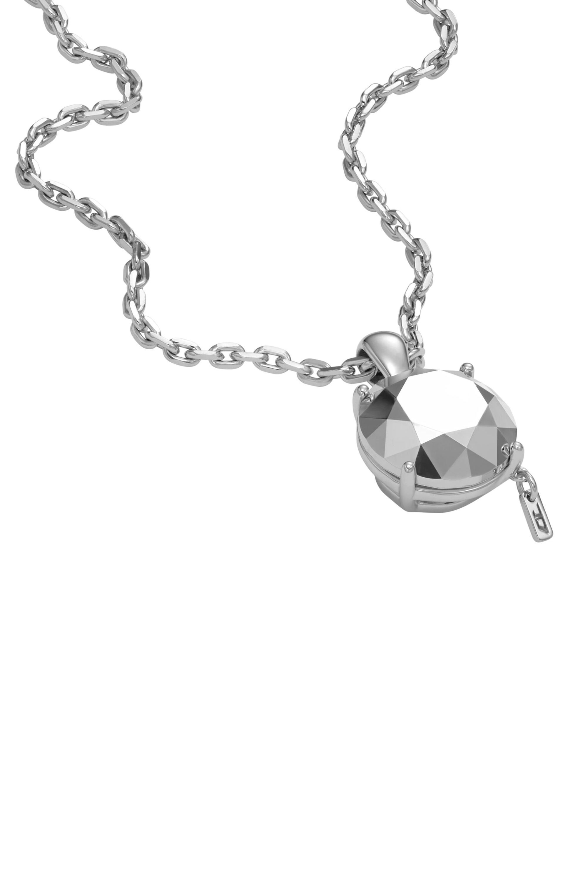 Diesel - DL1355040 STERLING SILVER JEWEL, Collier en argent sterling taille diamant Mixte in Gris argenté - 1