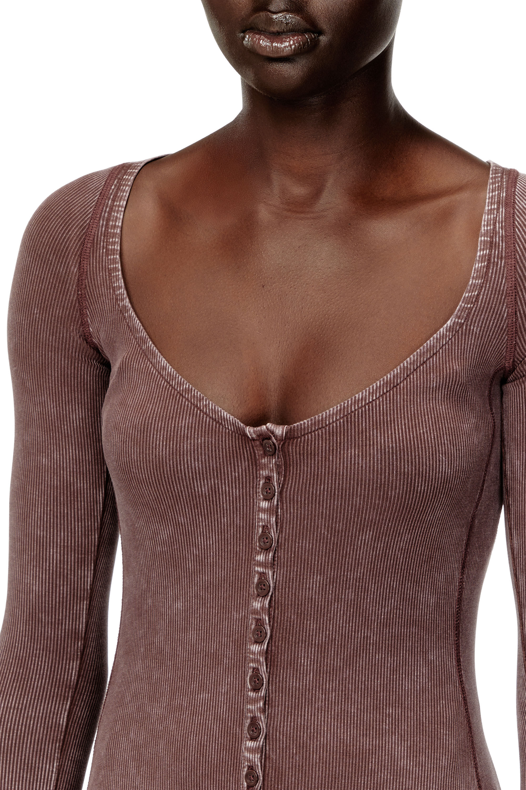 Diesel - D-LEY, Robe mi-longue en jersey côtelé délavé Femme in ToBeDefined - 5