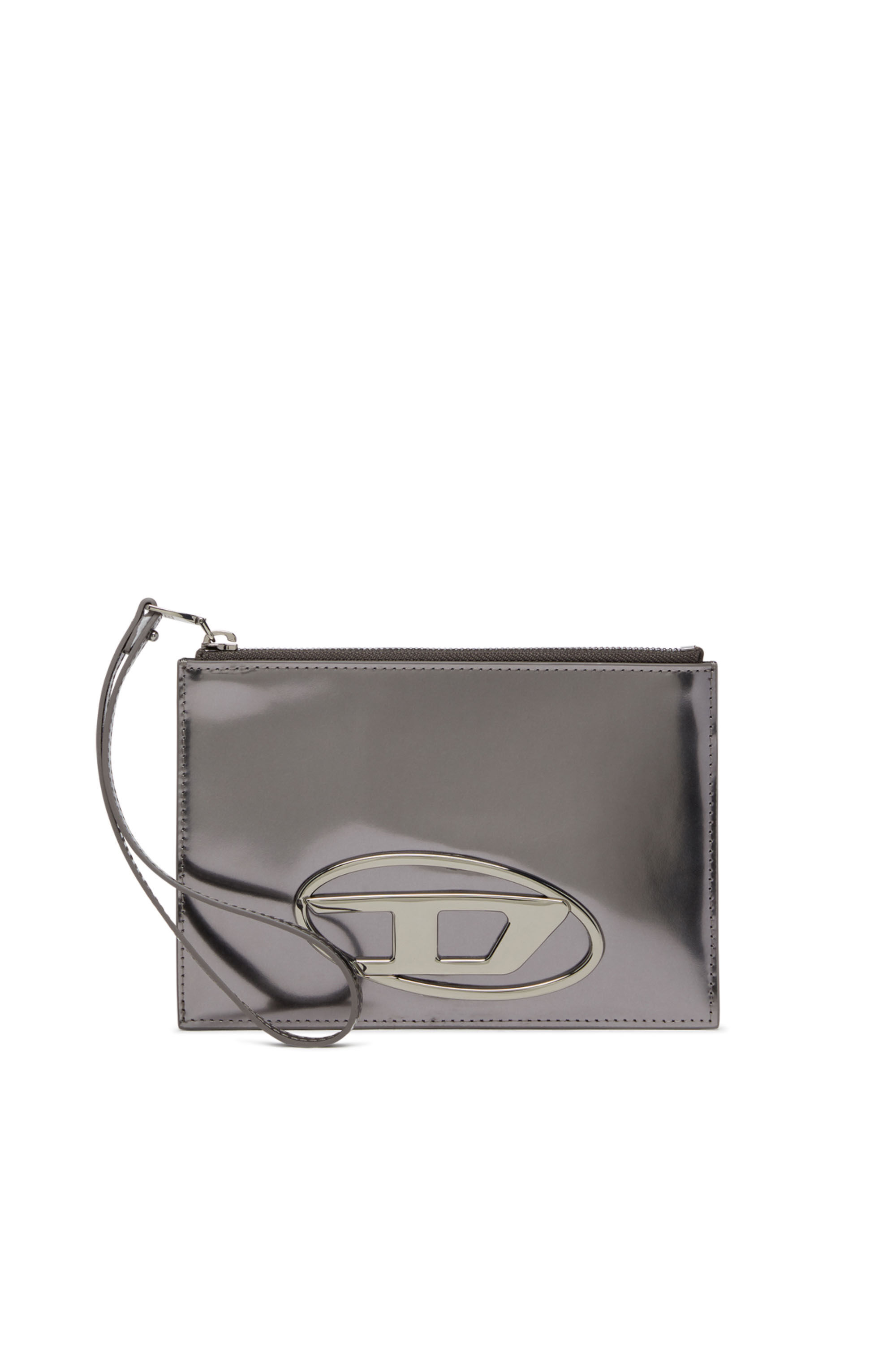 Diesel - 1DR POUCH III, Pochette zippée en cuir effet miroir Mixte in Gris - 1