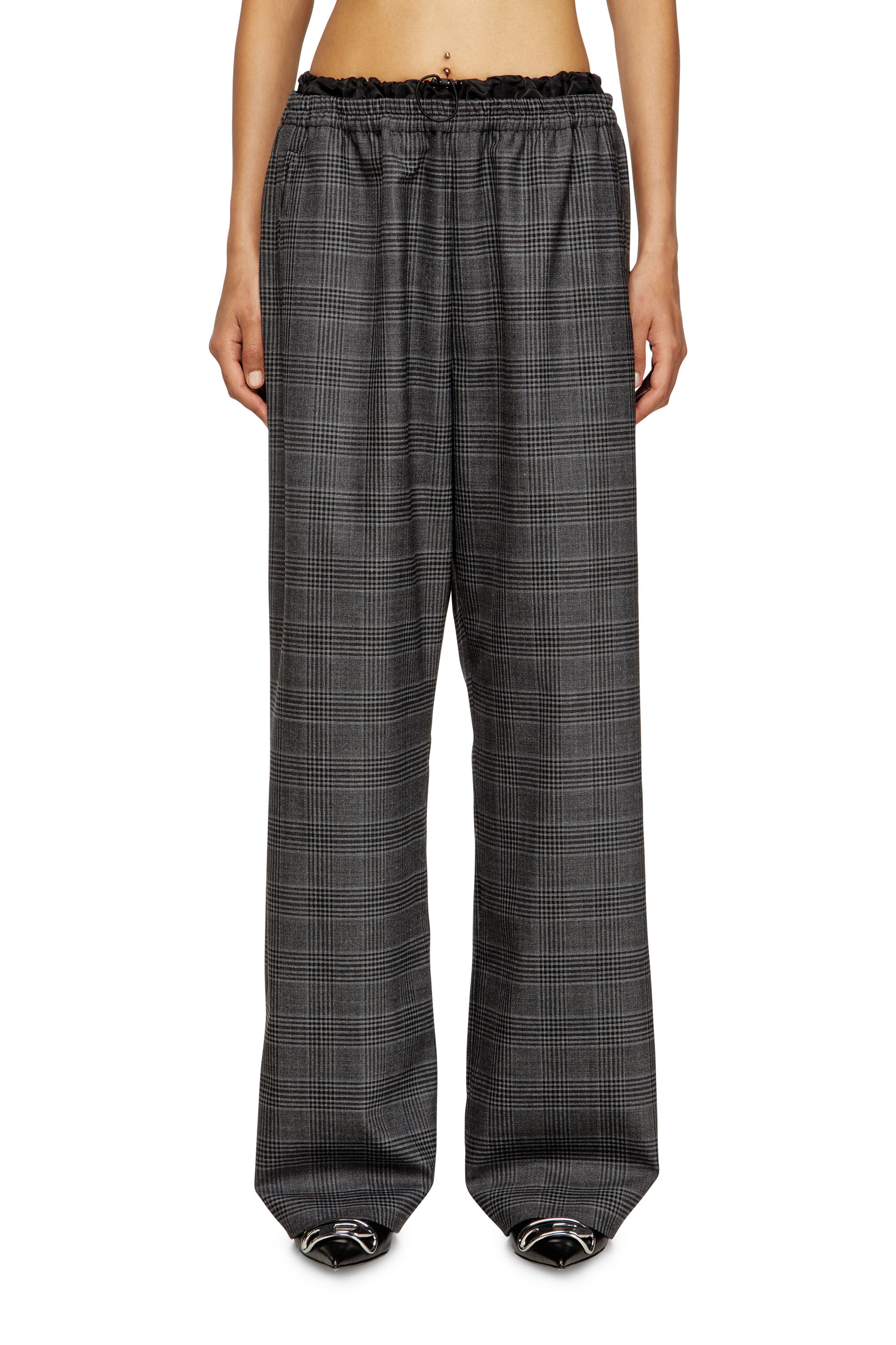 Diesel - P-YRITE, Pantalon en laine avec poches passepoilées Femme in Noir - 3