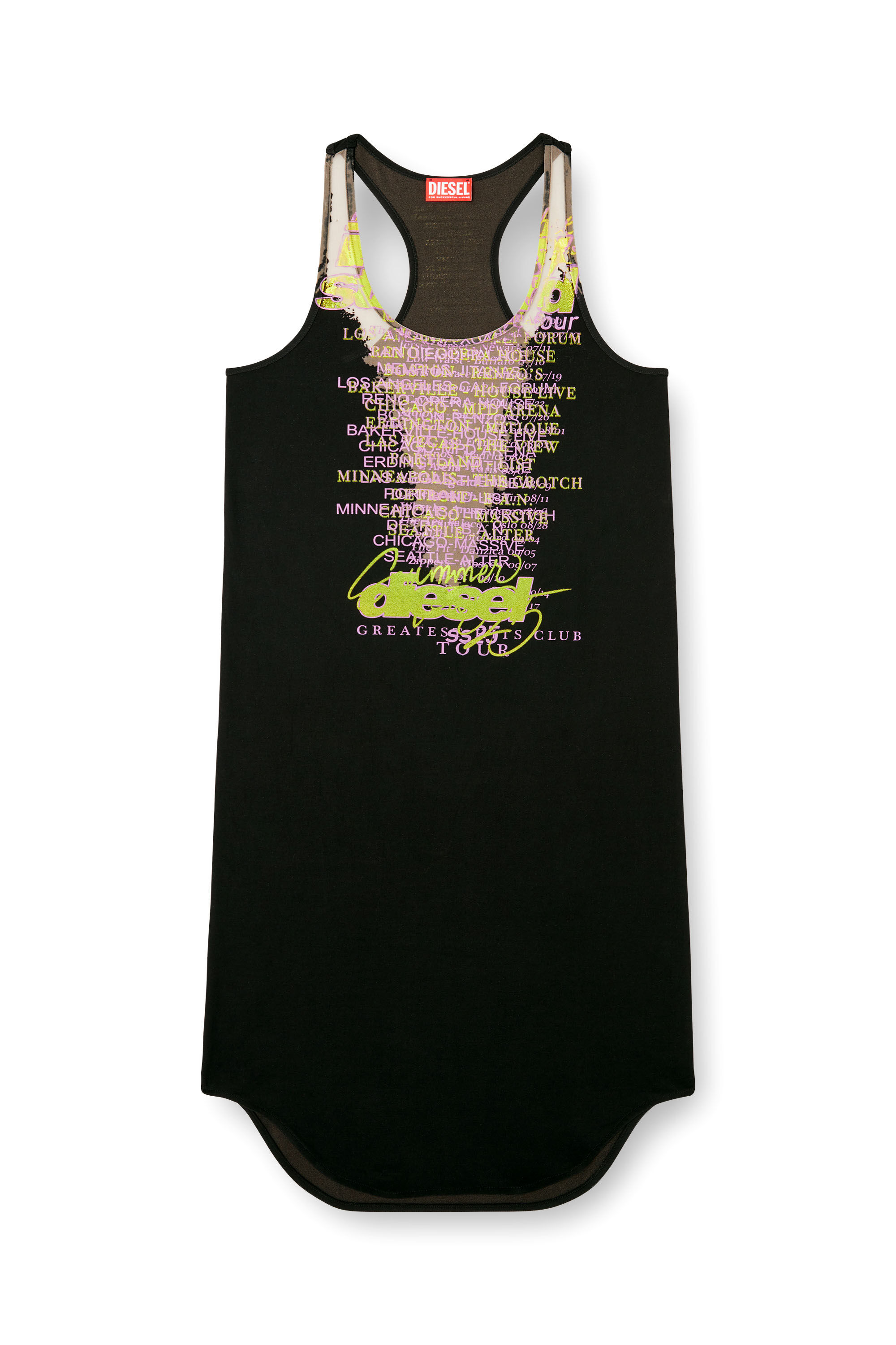 Diesel - D-SHANY-LONG, Robe débardeur sans manches avec imprimé paroles Femme in Noir - 2