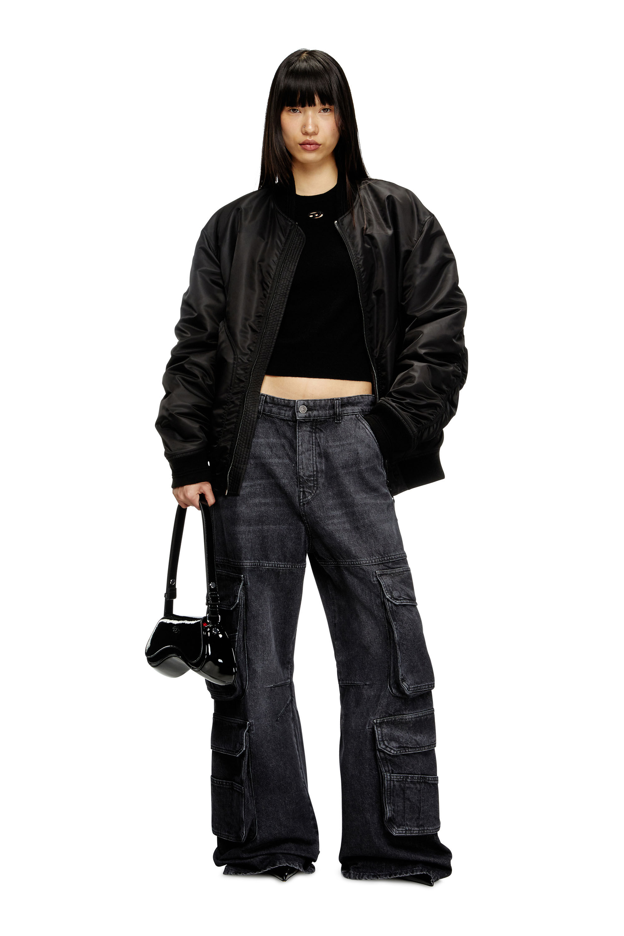 Diesel - PLAY CROSSBODY, Play-Sac à bandoulière en PU brillant Femme in Noir - 6
