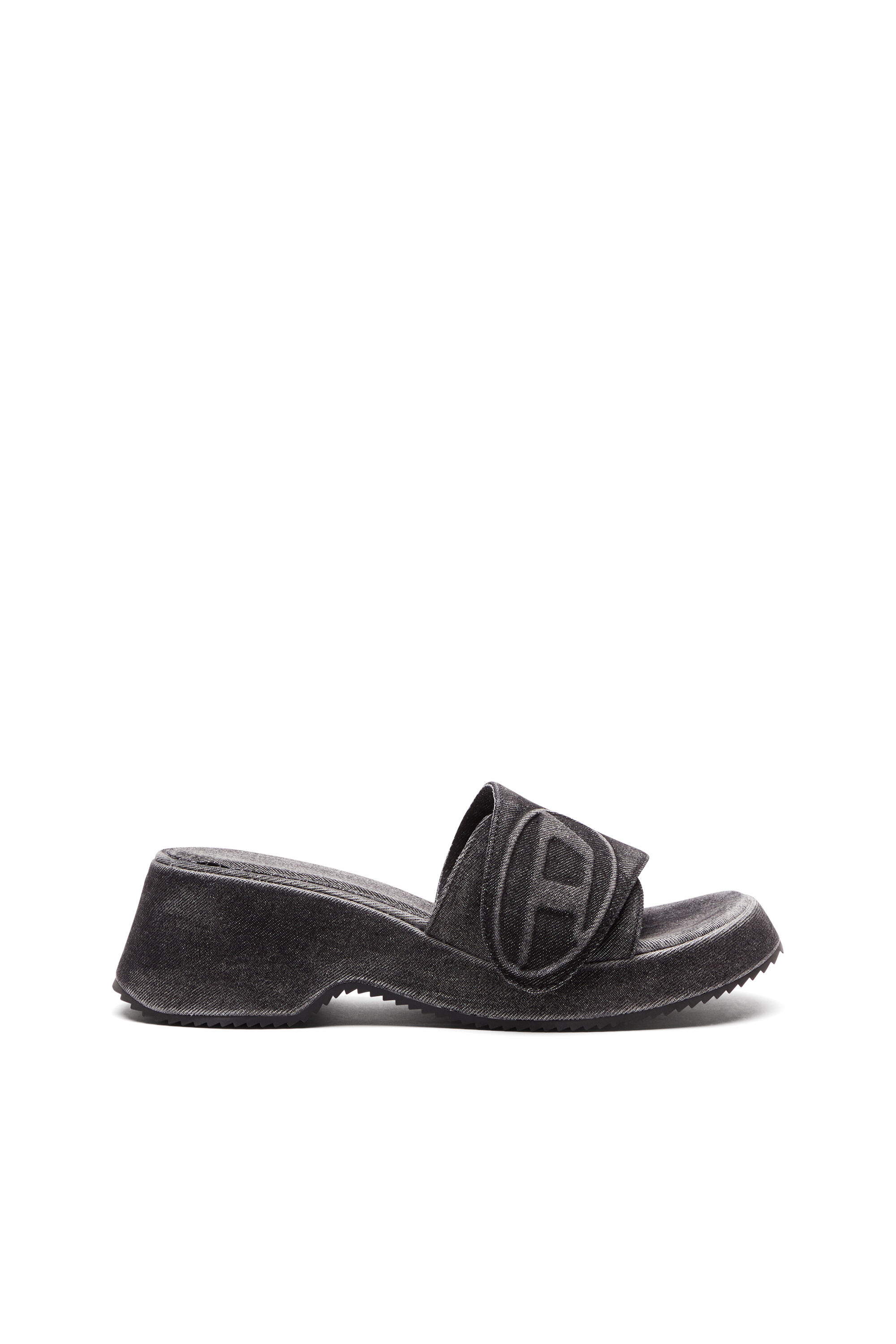 ★ドイツ発*DIESEL*Sa-Oval D デニムサンダル/BLACK★ Women's Sa-Oval D-Denim slide sandals with Oval D strap