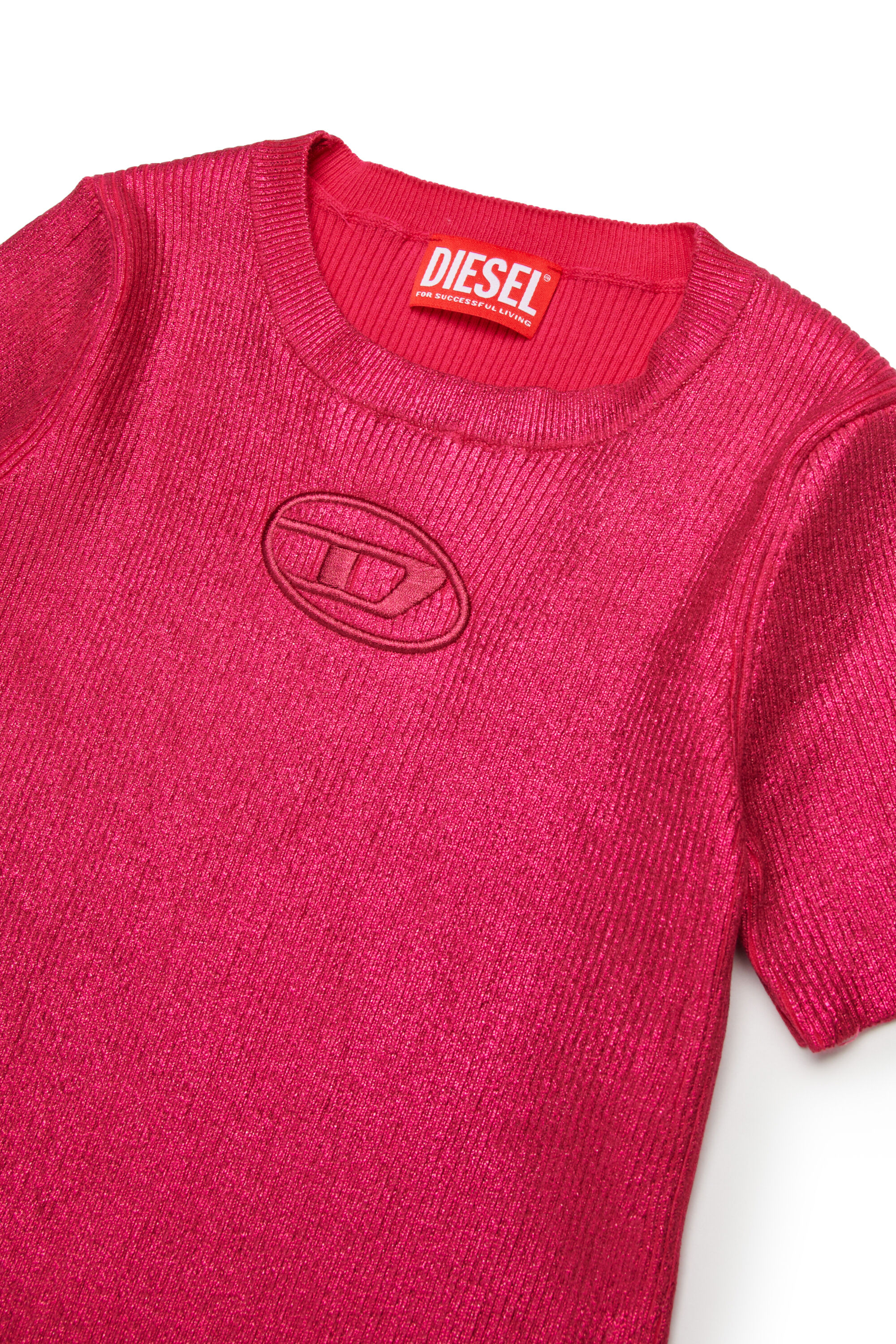 Diesel - DMONERVAX, Robe côtelée métallisée Femme in Rose - 3