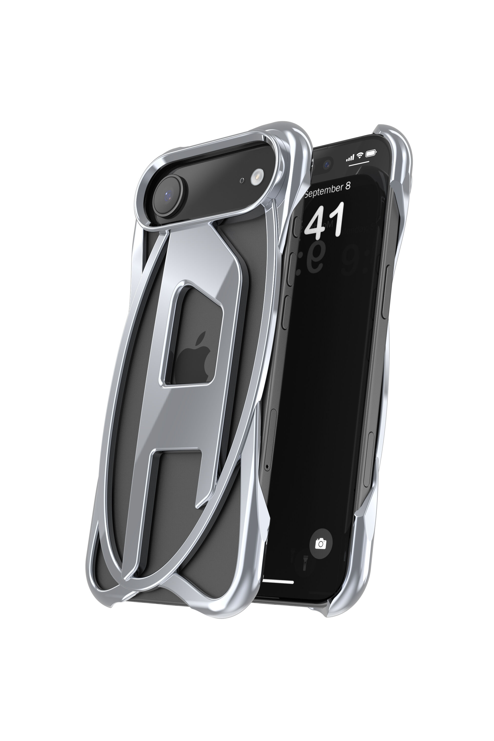 Diesel - 60444 D FRAME CASE, Étui Caged D brillant pour iPhone 17 Air Mixte in Gris - 3
