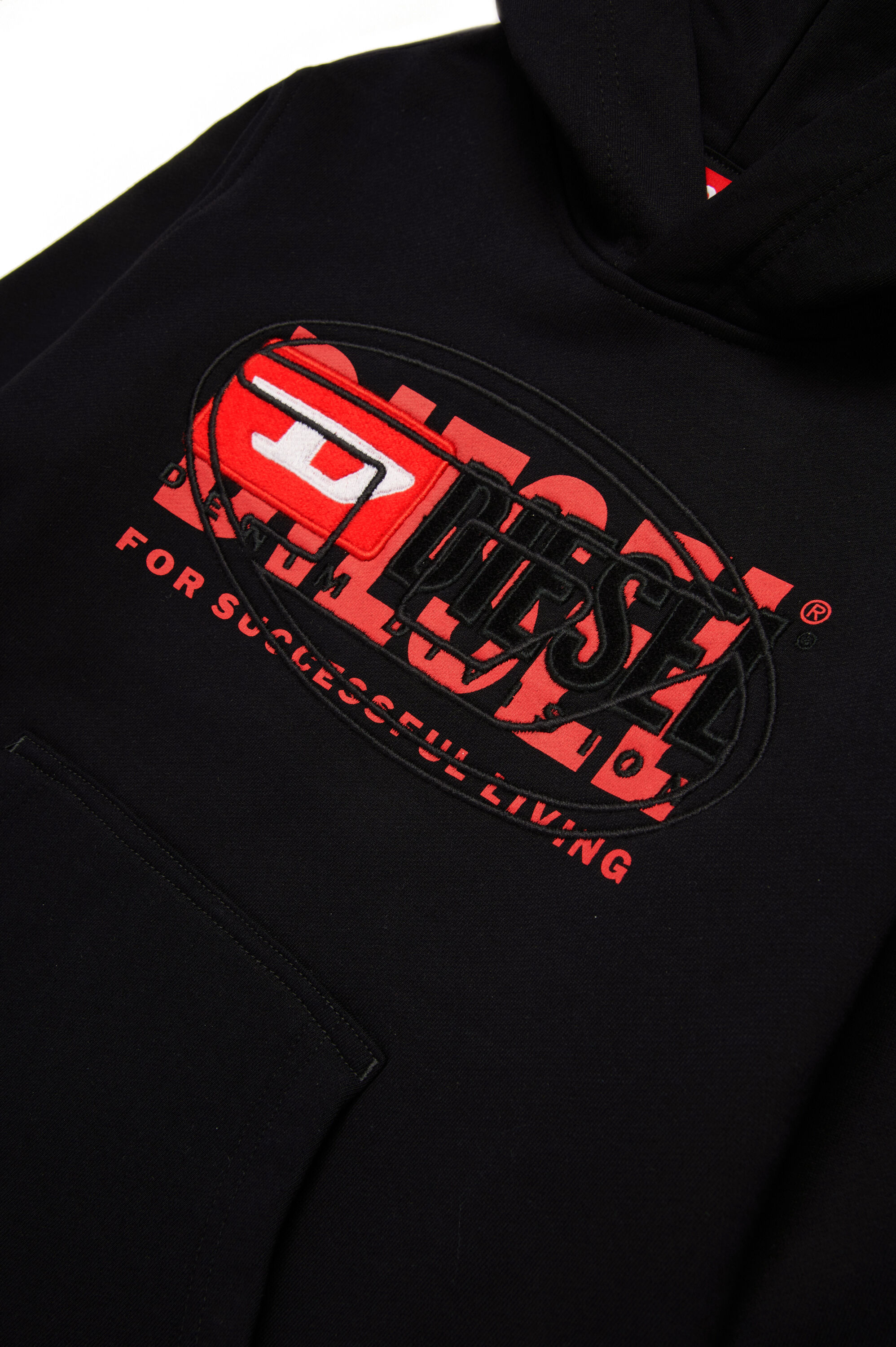 Diesel - SBAXTHOOD OVER, Sweat-shirt à capuche avec logos superposés Homme in Noir - 4
