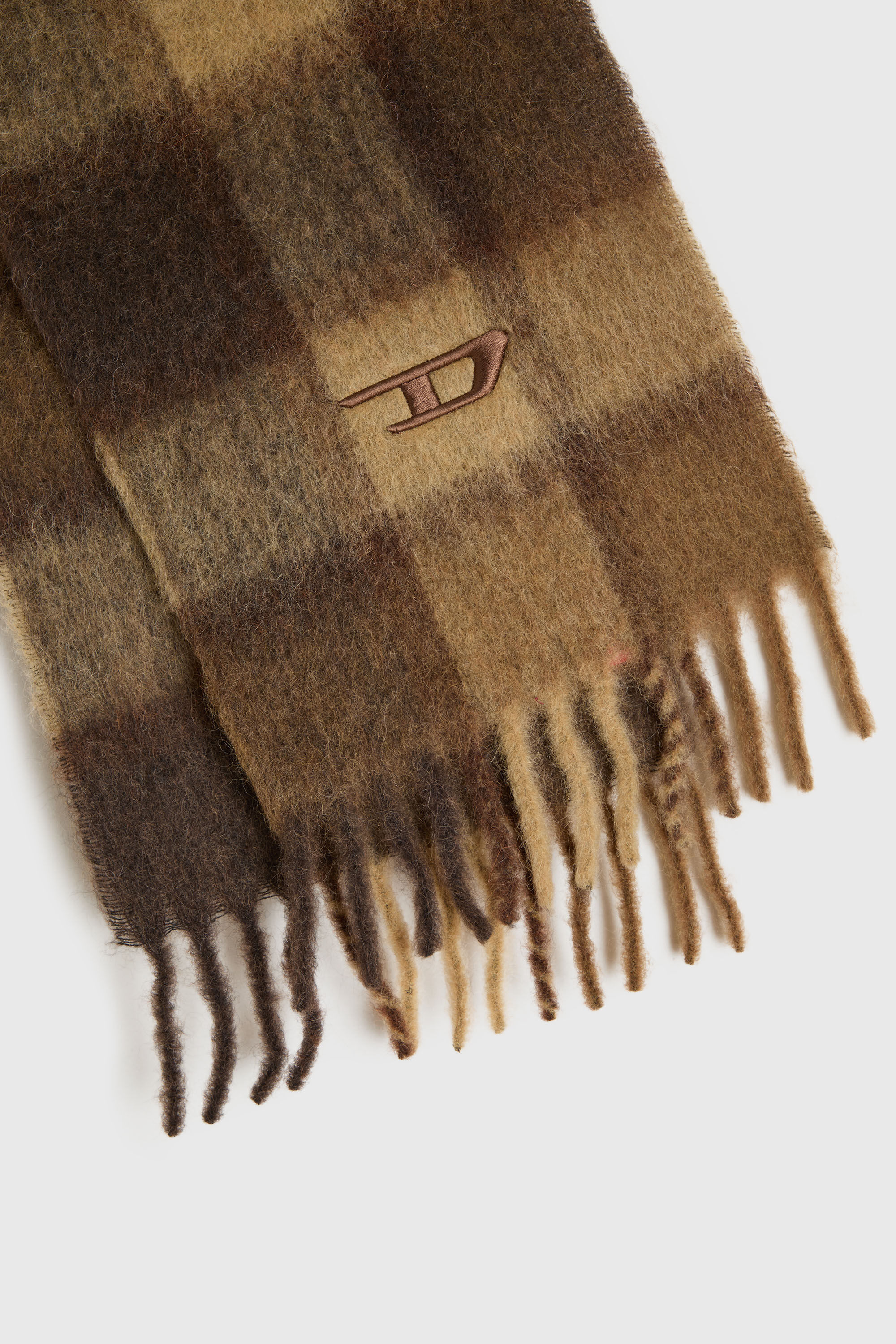 Diesel - S-IPON, &Eacute;charpe &agrave; carreaux en m&eacute;lange d'alpaga et de mohair Mixte in Marron - 3