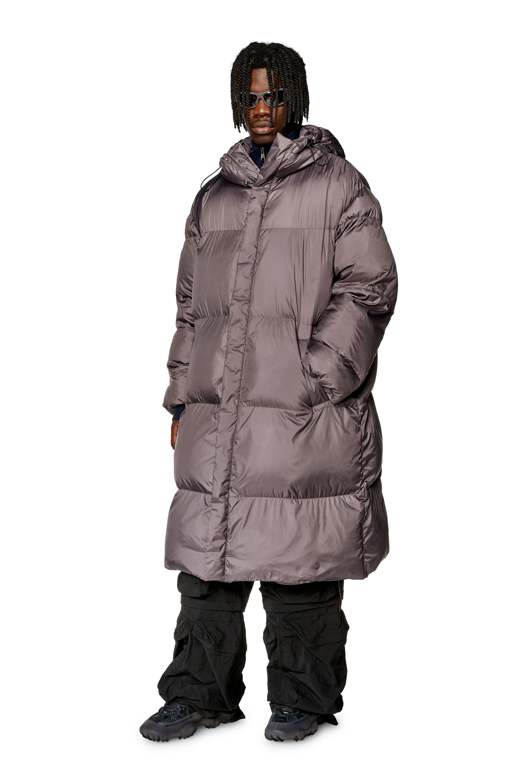 Diesel - W-TAKRY, Veste doudoune avec logo oval D cousu Homme in Gris - 1